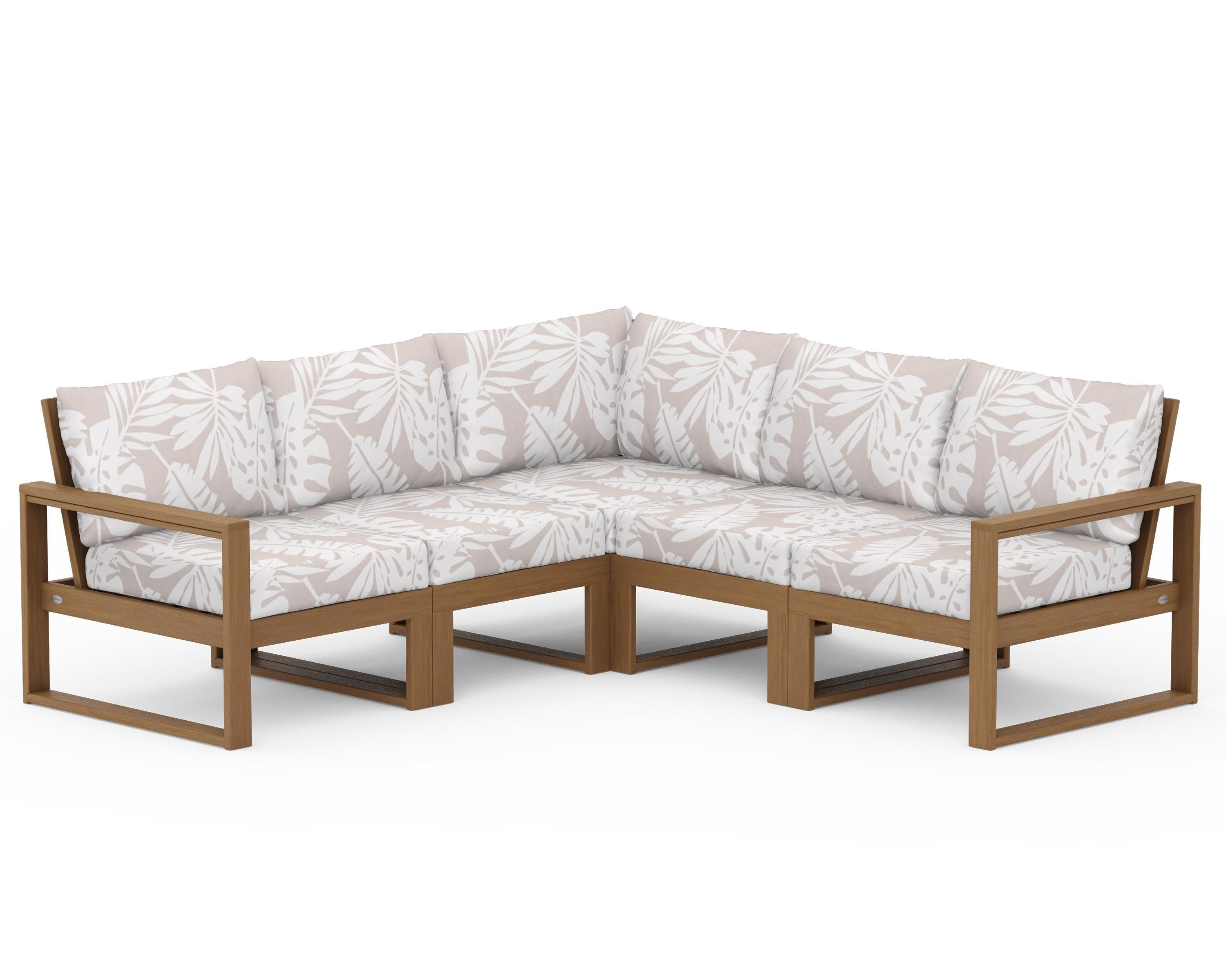 EDGE 5-Piece Modular Deep Seating Set in Natural / Leaf Dune Burlap