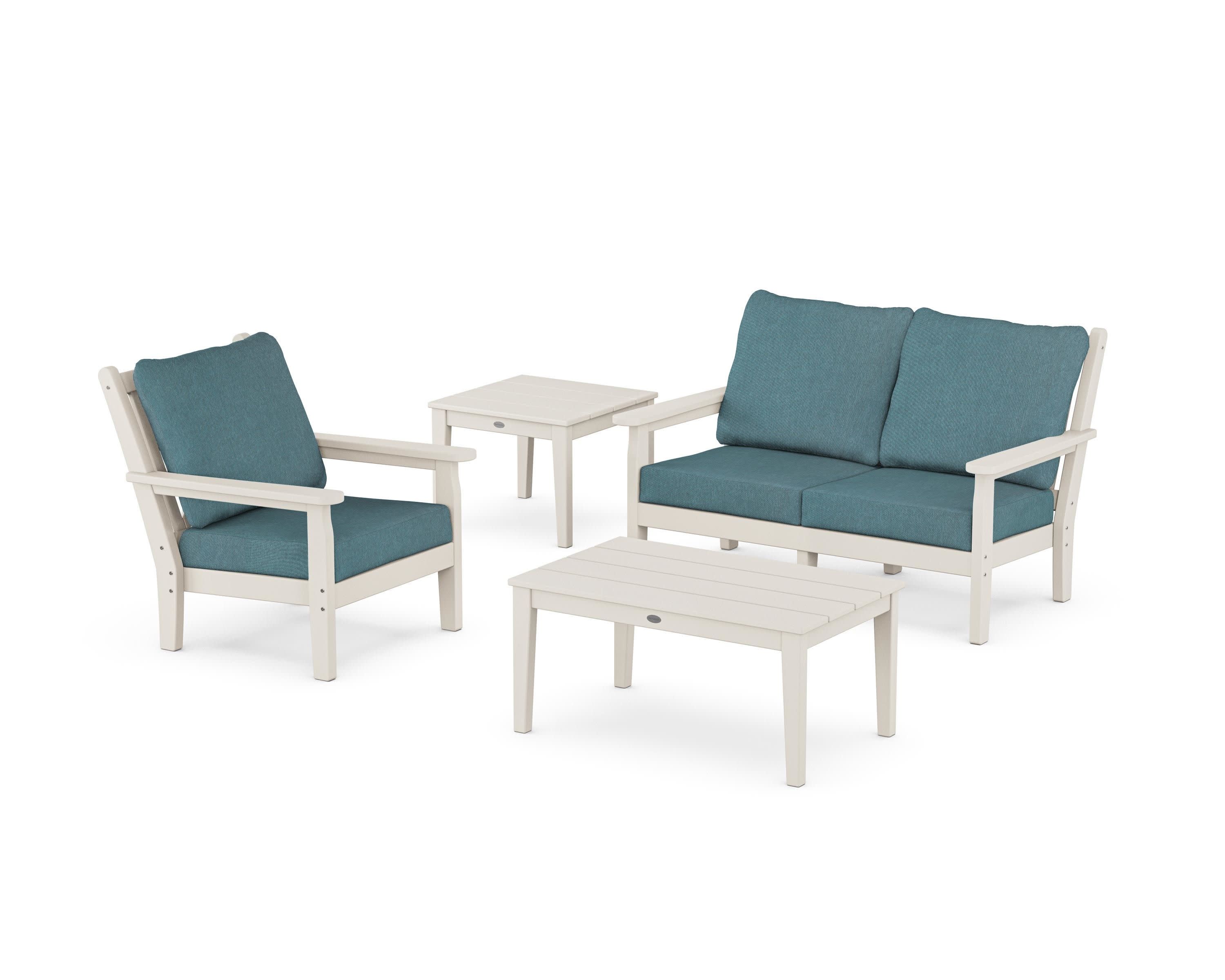 Chippendale 4-Piece Deep Seating Set in Sand / Ocean Teal