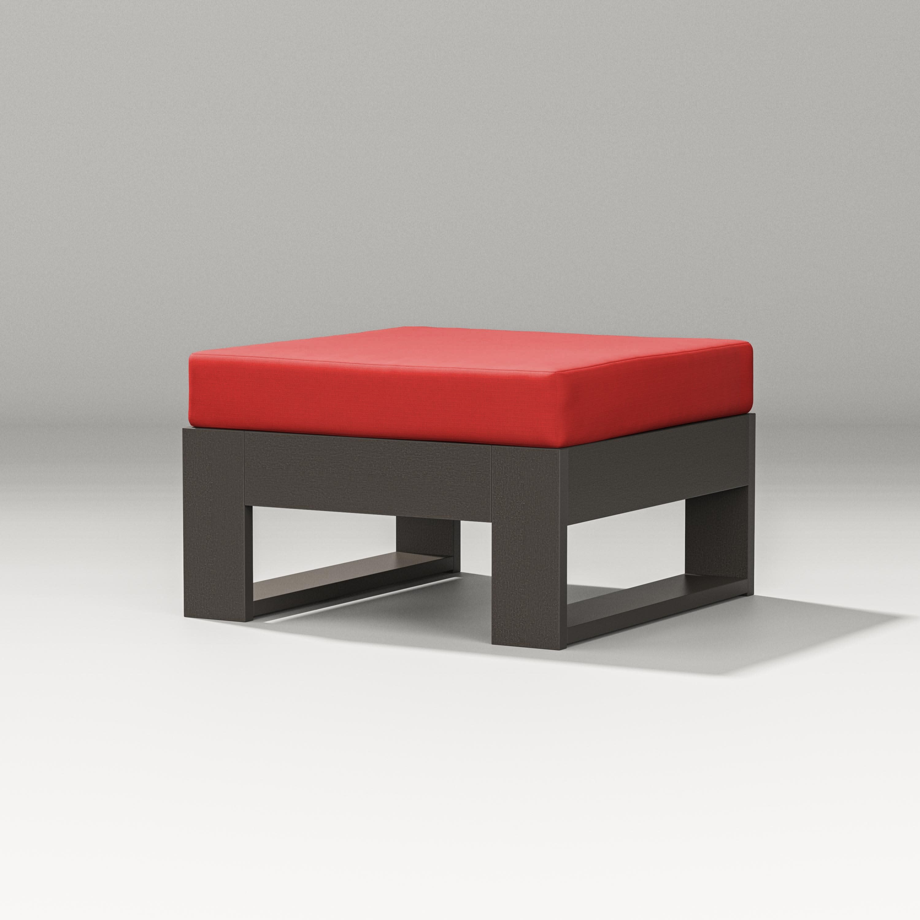 Latitude Lounge Ottoman in Vintage Coffee / Crimson Linen