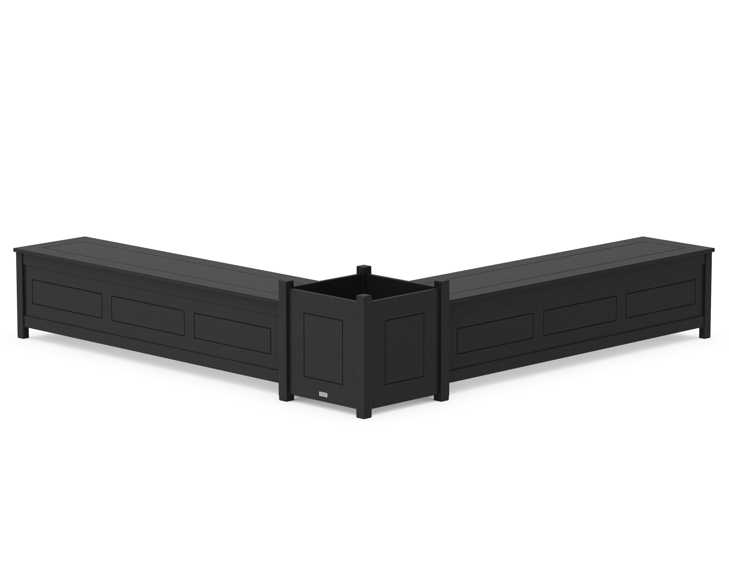72" Country Living L- Shaped Planter Storage Bench Set- Large in Black