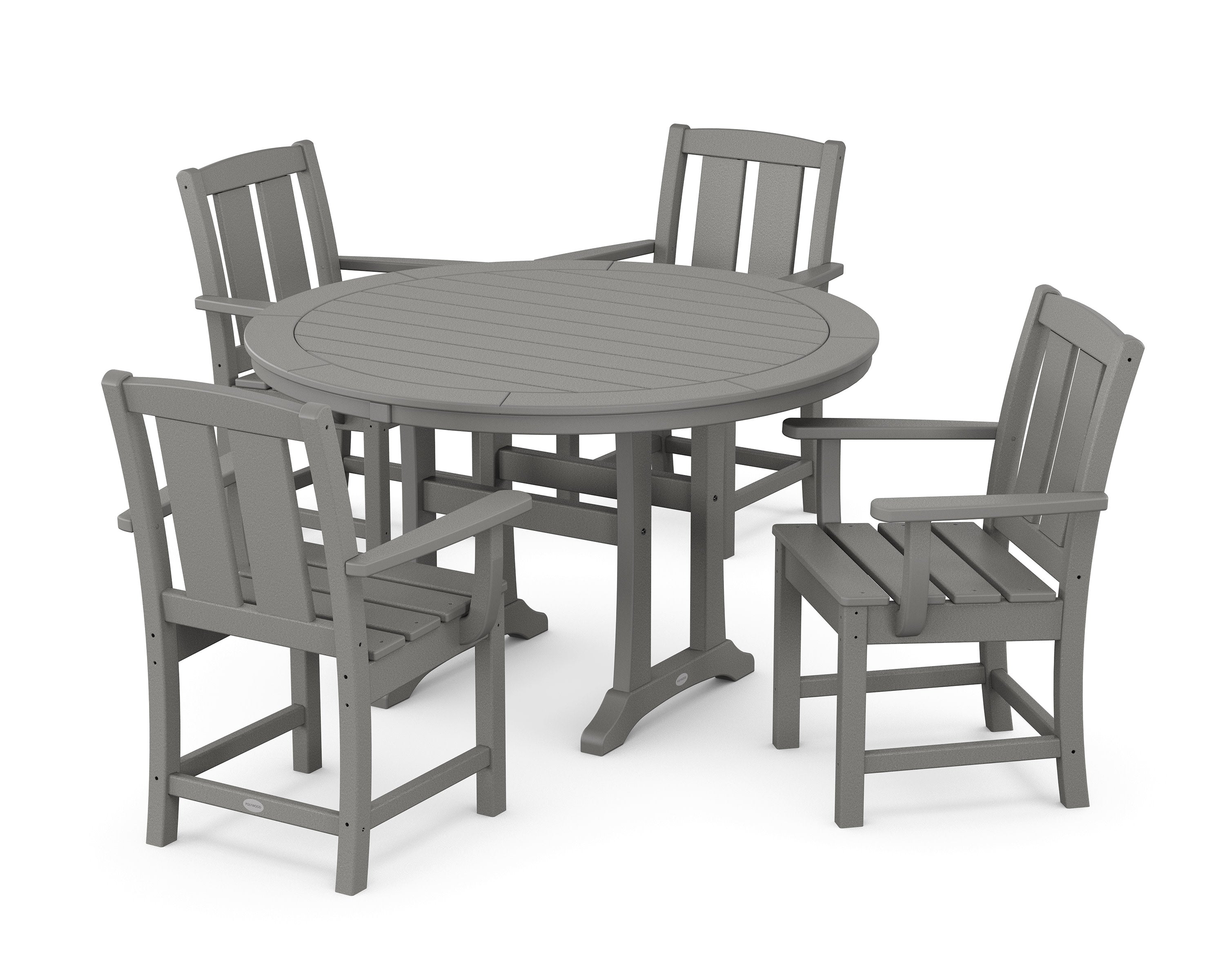 Mission 5-Piece Round Dining Set with Trestle Legs in Slate Grey