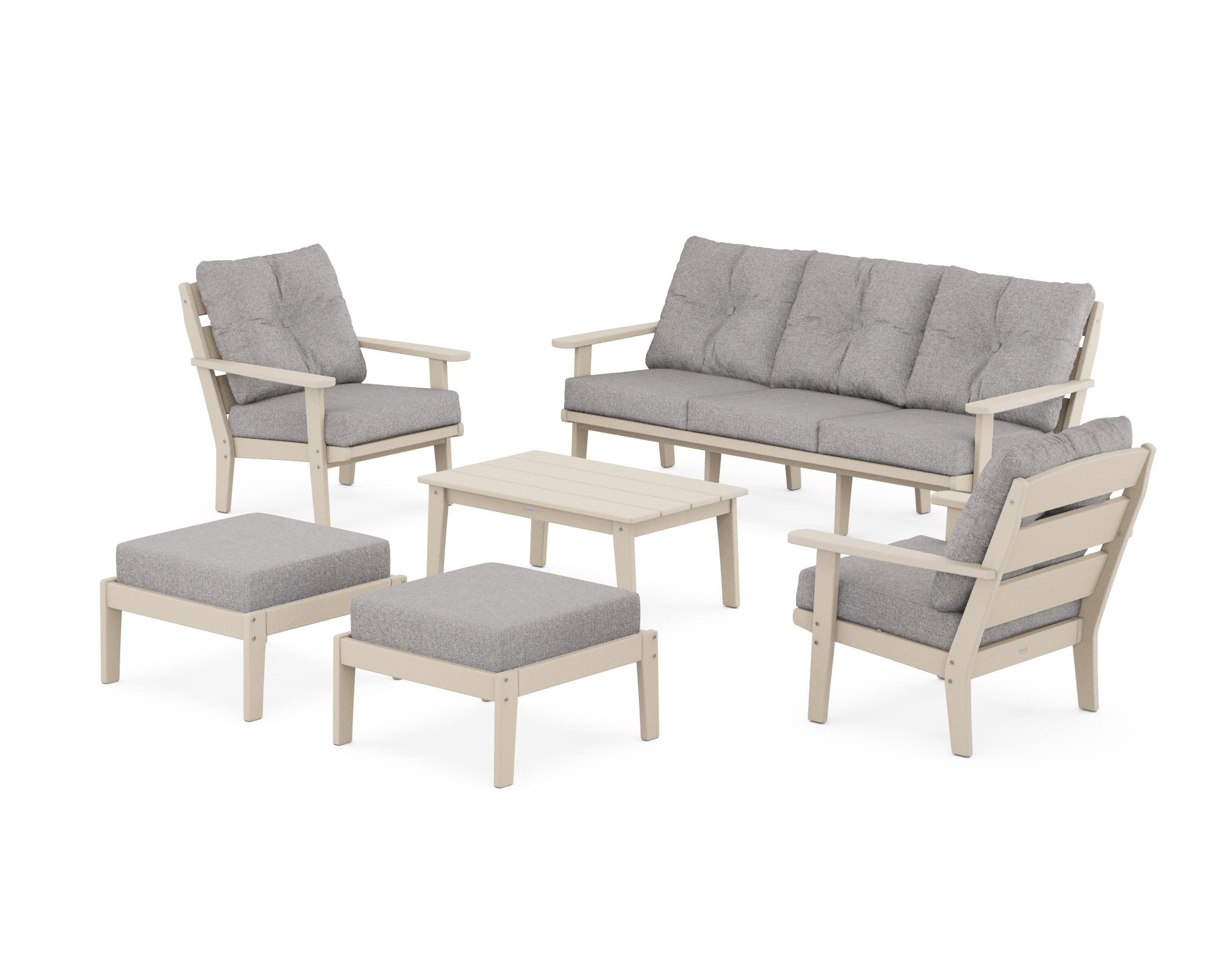 Lakeside 6-Piece Lounge Sofa Set in Sand / Grey Mist