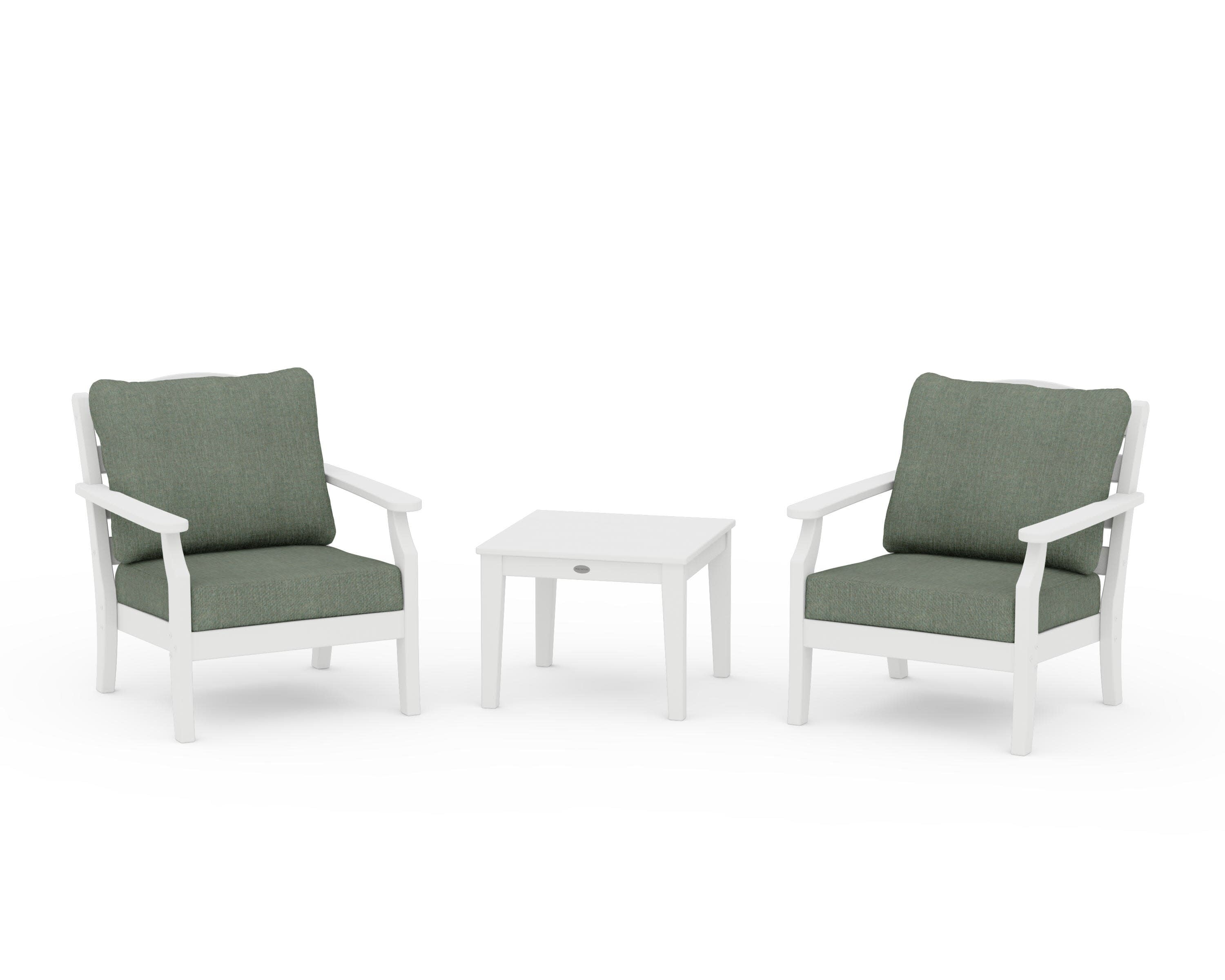 Savannah 3-Piece Deep Seating Set in White / Cast Sage