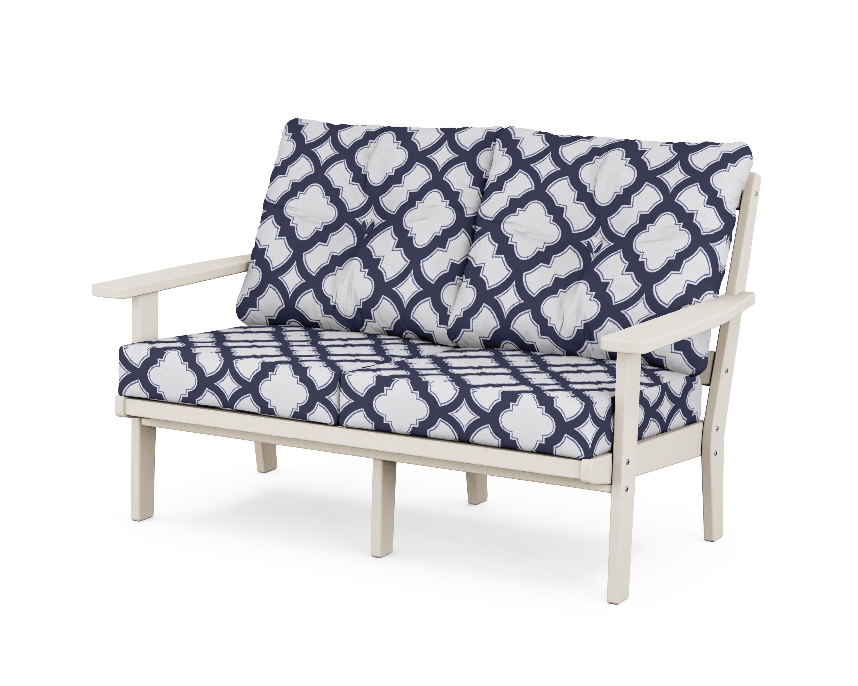 Oxford Deep SeatingLoveseat in Sand / Trellis Navy