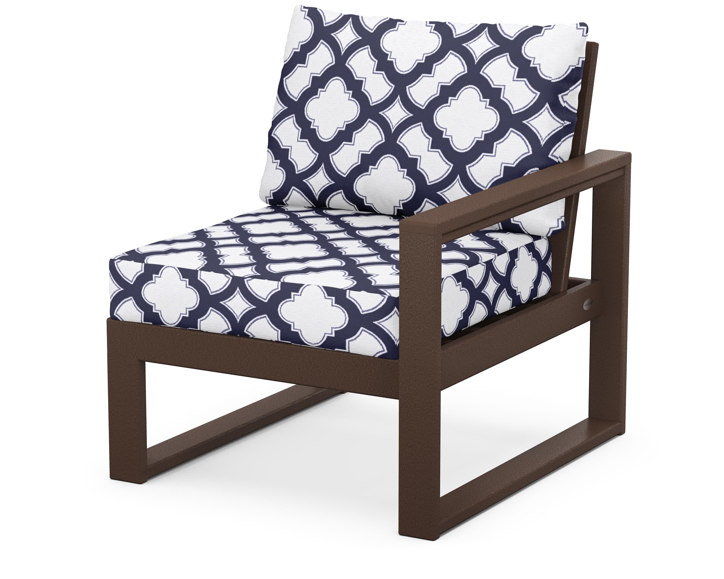 EDGE Modular Right Arm Chair in Mahogany / Trellis Navy
