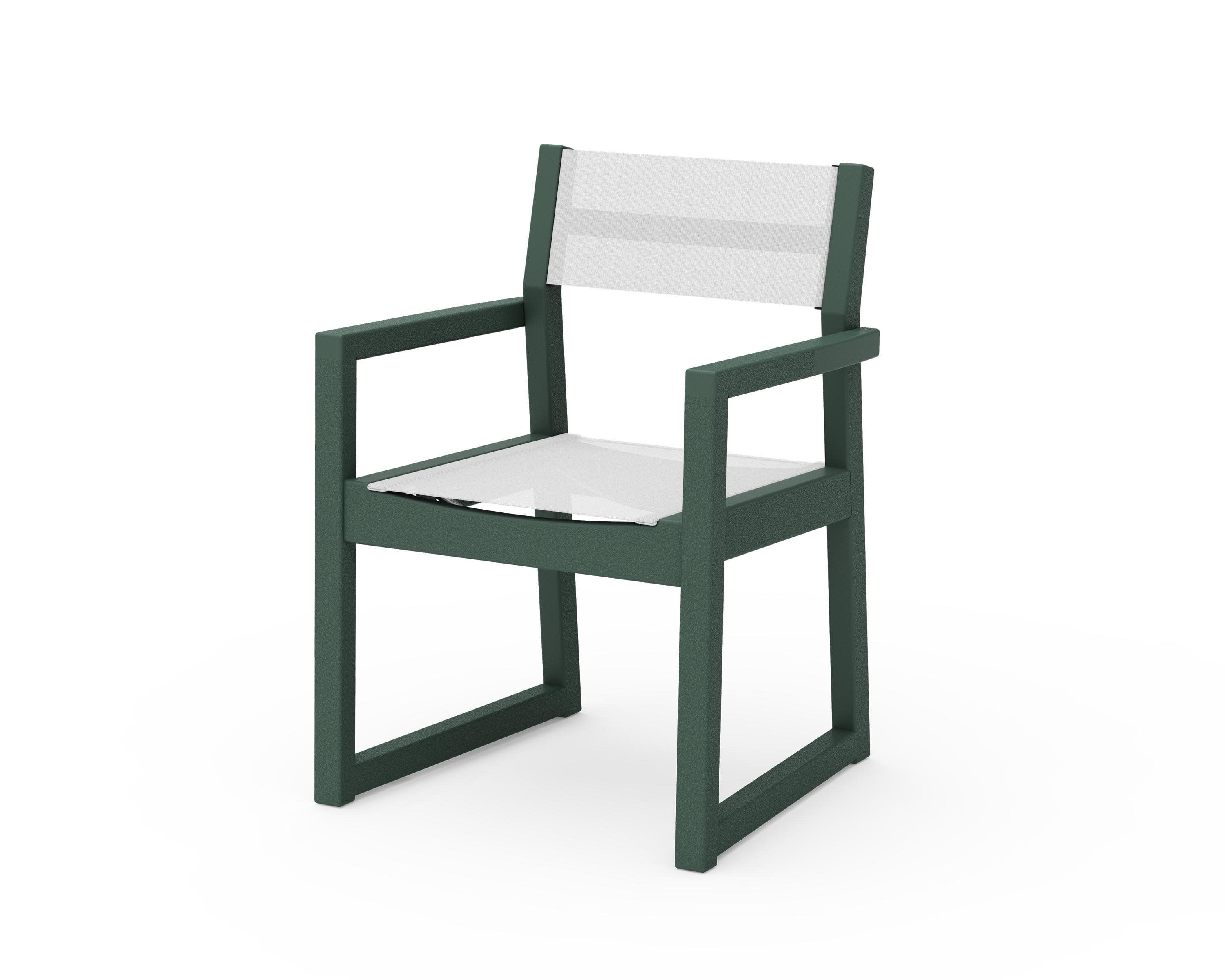 EDGE Sling Dining Arm Chair in Green / White Sling