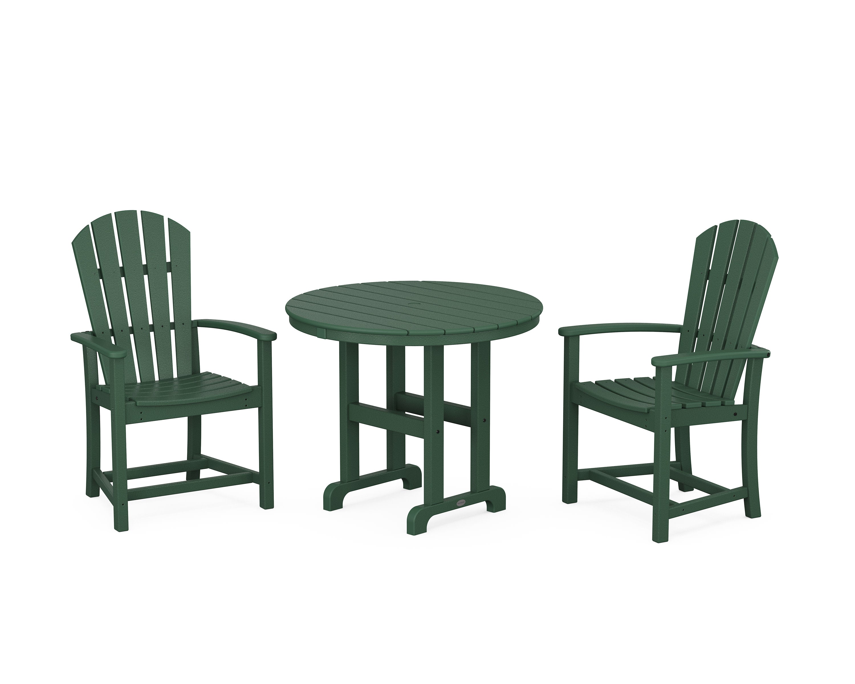 Palm Coast 3-Piece Round Farmhouse Dining Set in Green
