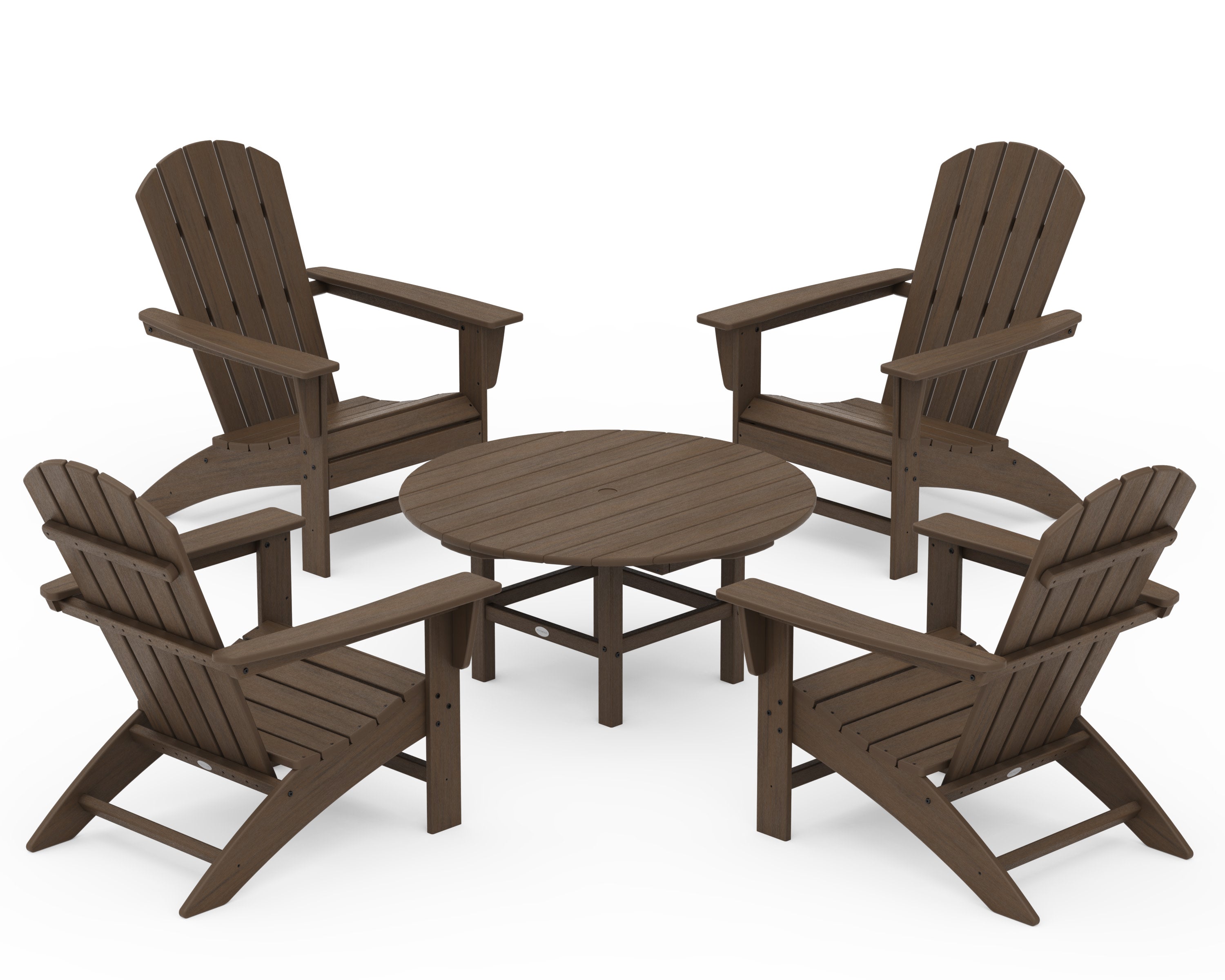 Nautical 5-Piece Adirondack Chair Conversation Set in Kona