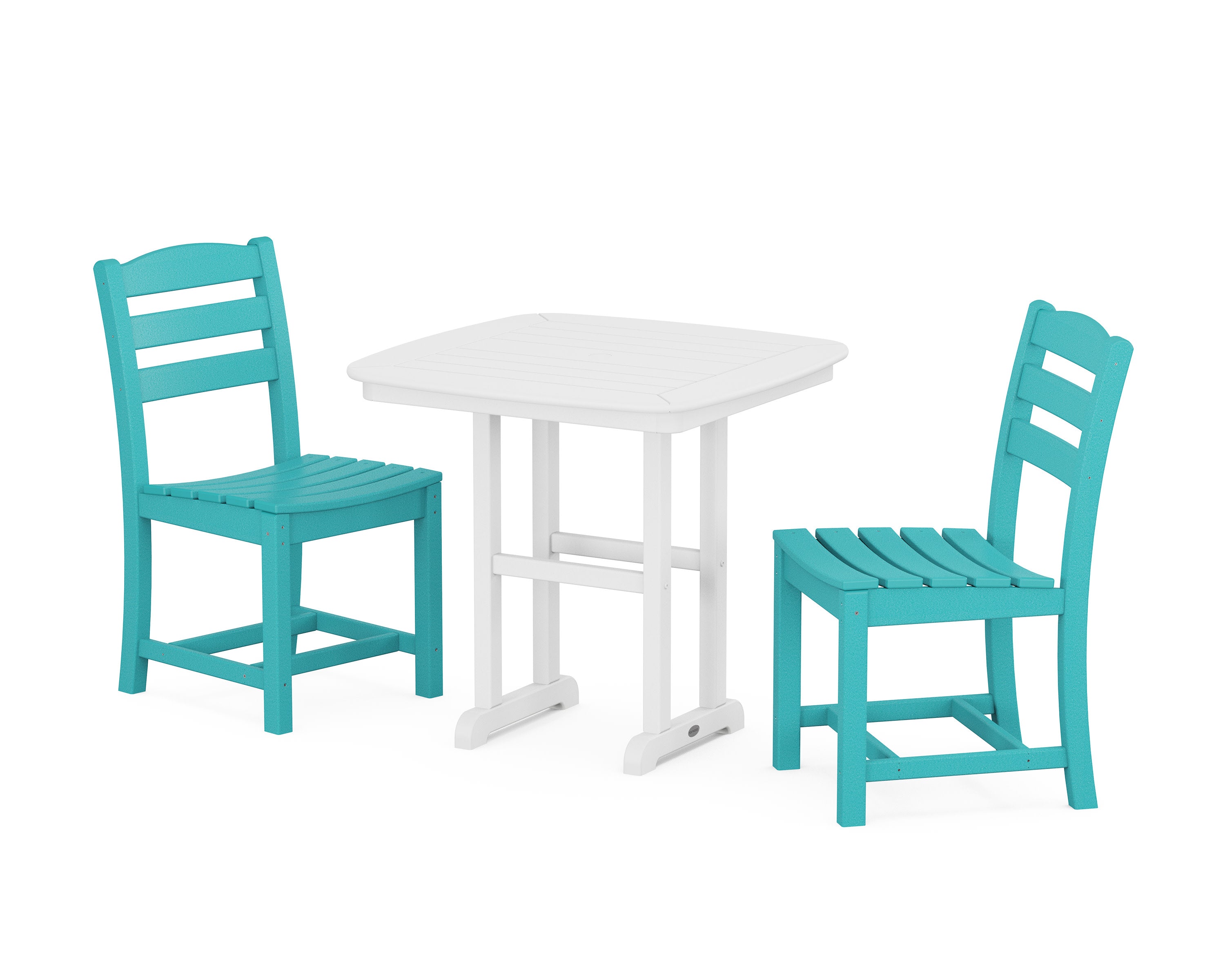 La Casa Caf Side Chair 3-Piece Dining Set in Aruba / White