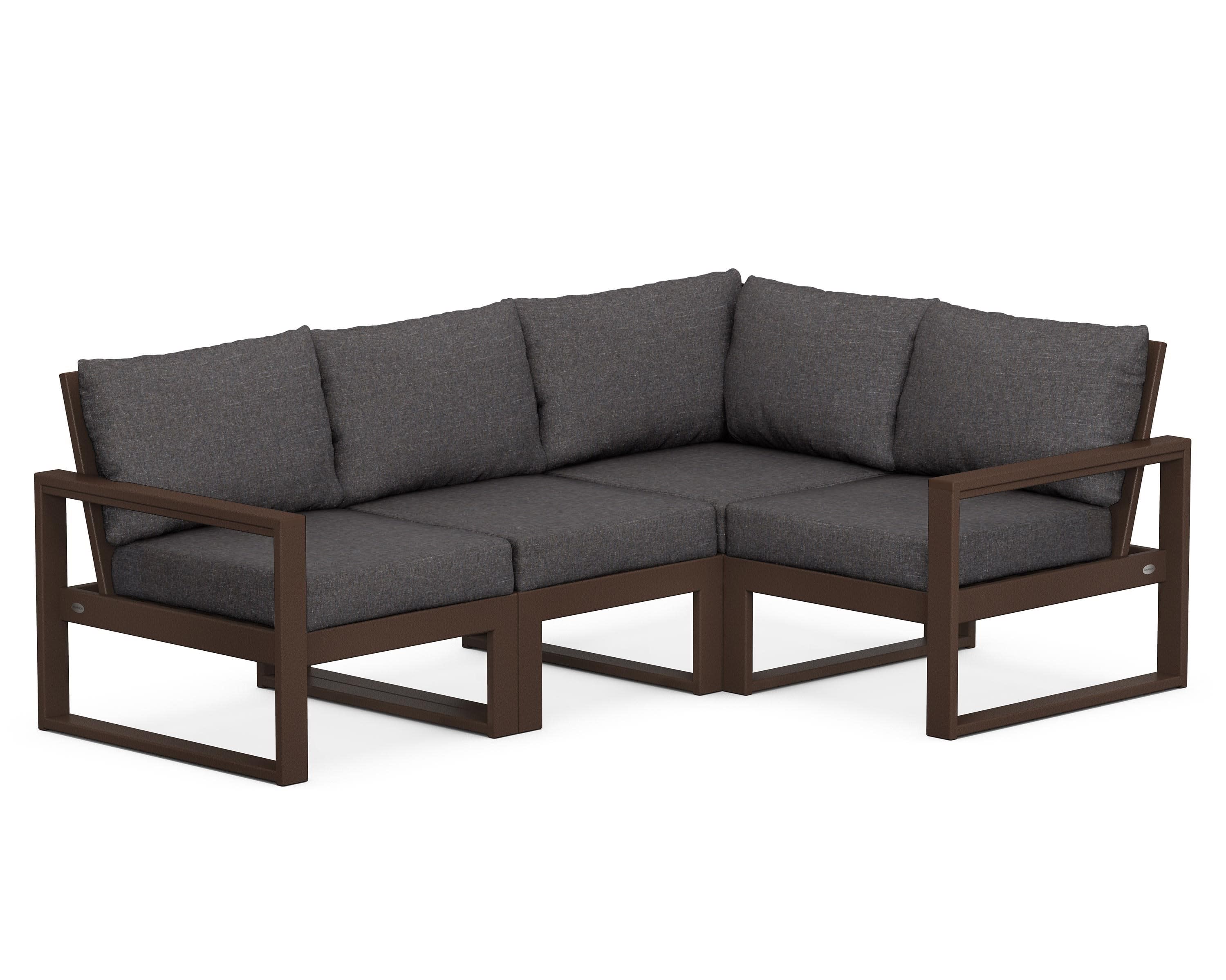 EDGE 4-Piece Modular Deep Seating Set in Mahogany / Ash Charcoal