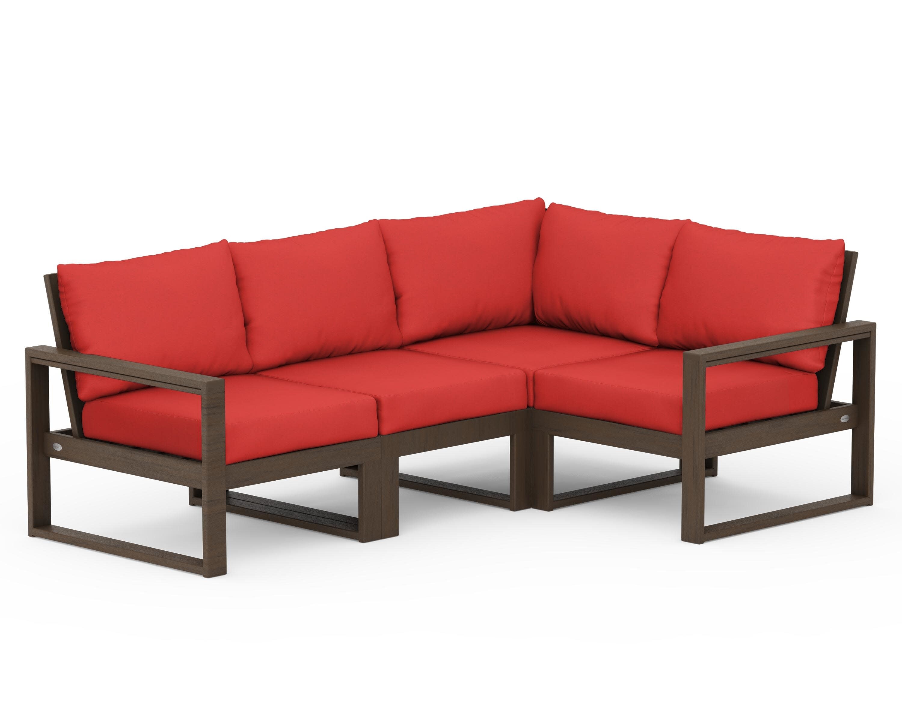 EDGE 4-Piece Modular Deep Seating Set in Kona / Crimson Linen