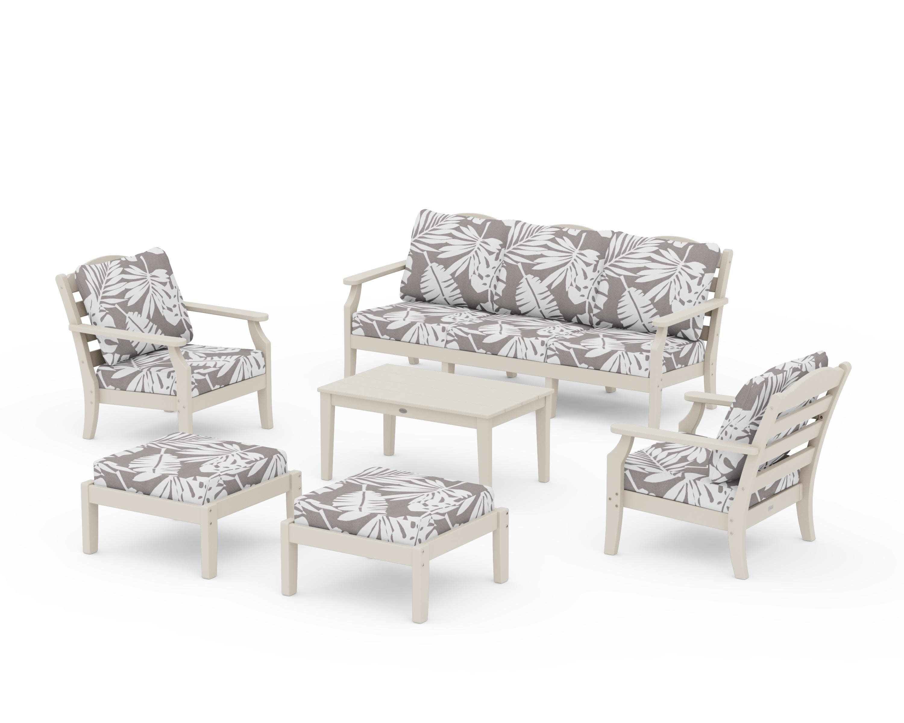 Savannah 6-Piece Lounge Sofa Set in Sand / Leaf Grey Mist