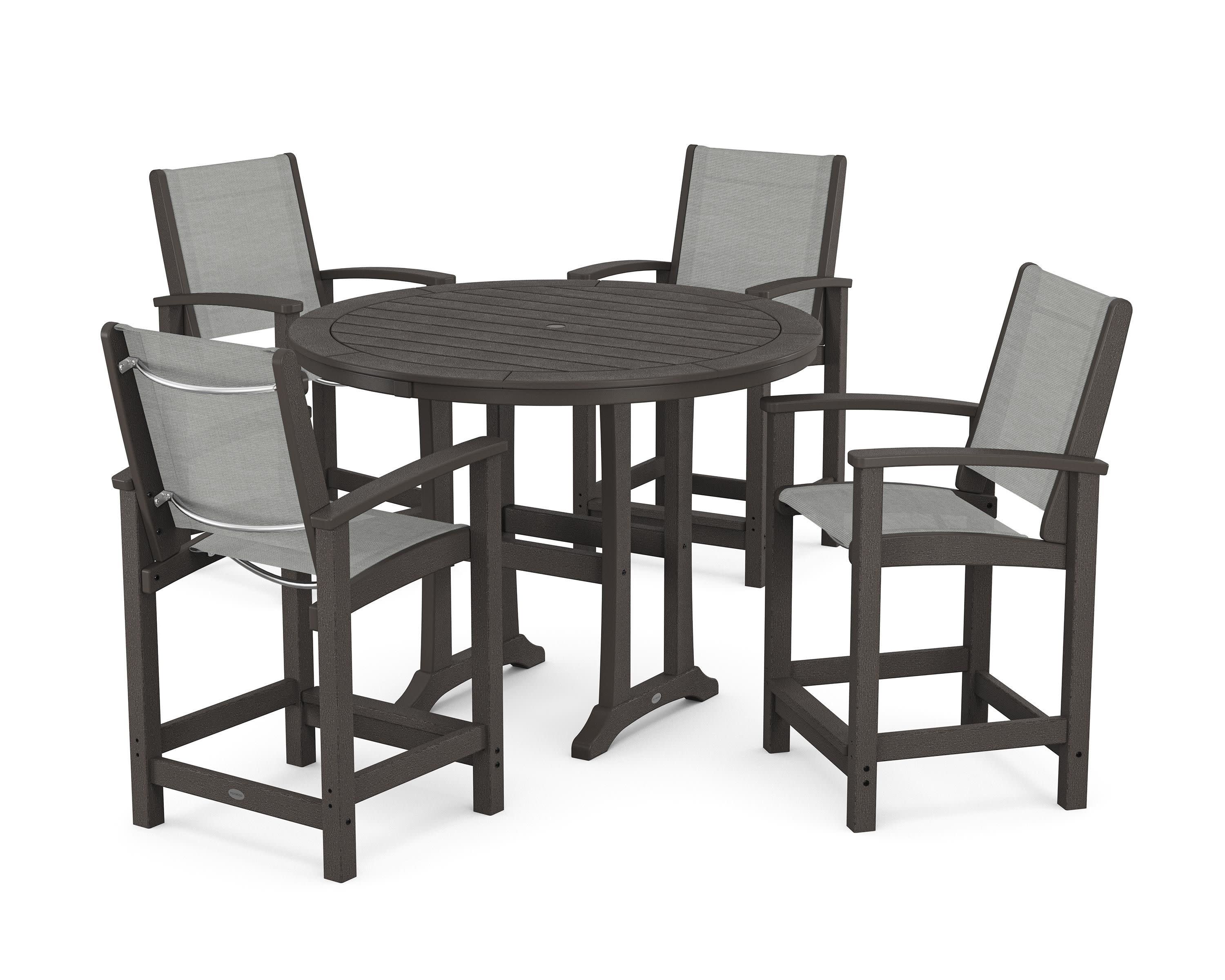 Coastal 5-Piece Counter Set in Vintage Coffee / Metallic Sling