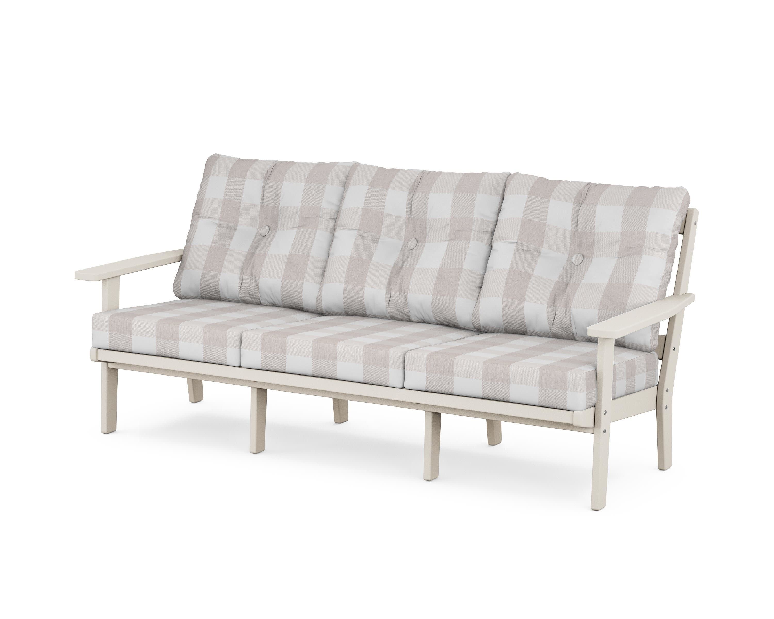 PrairieDeep Seating Sofa in Sand / Buffalo Plaid Dune Burlap