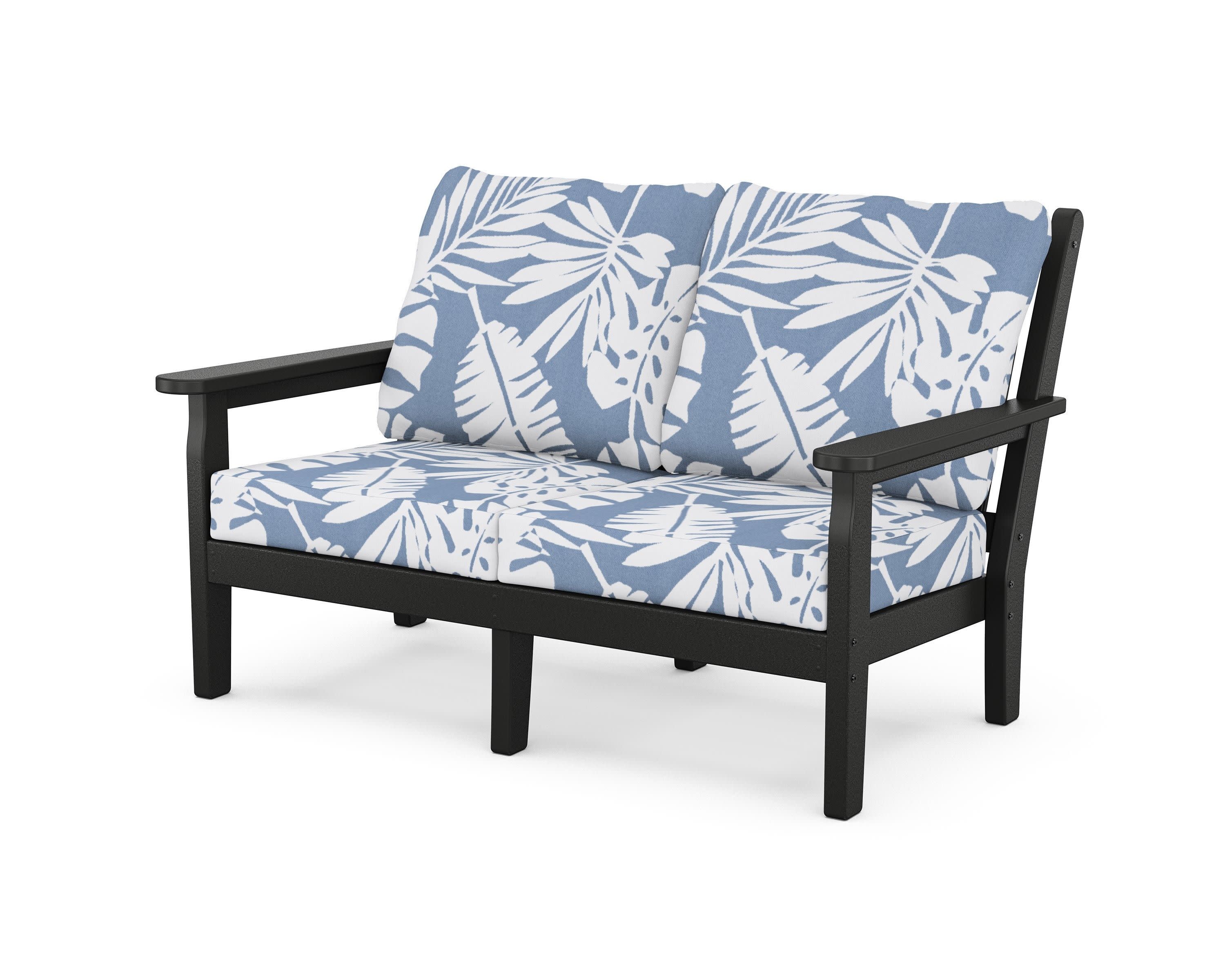 Chippendale Deep Seating Loveseat in Black / Leaf Sky Blue