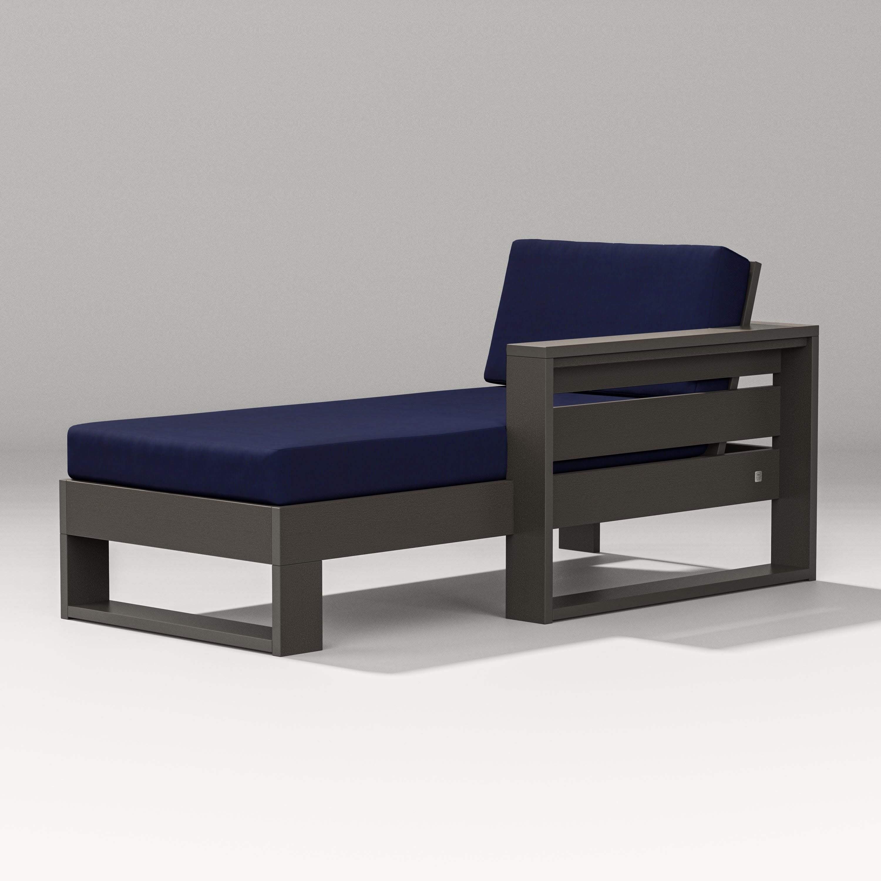 Latitude Modular Right Arm Chaise in Vintage Coffee / Navy