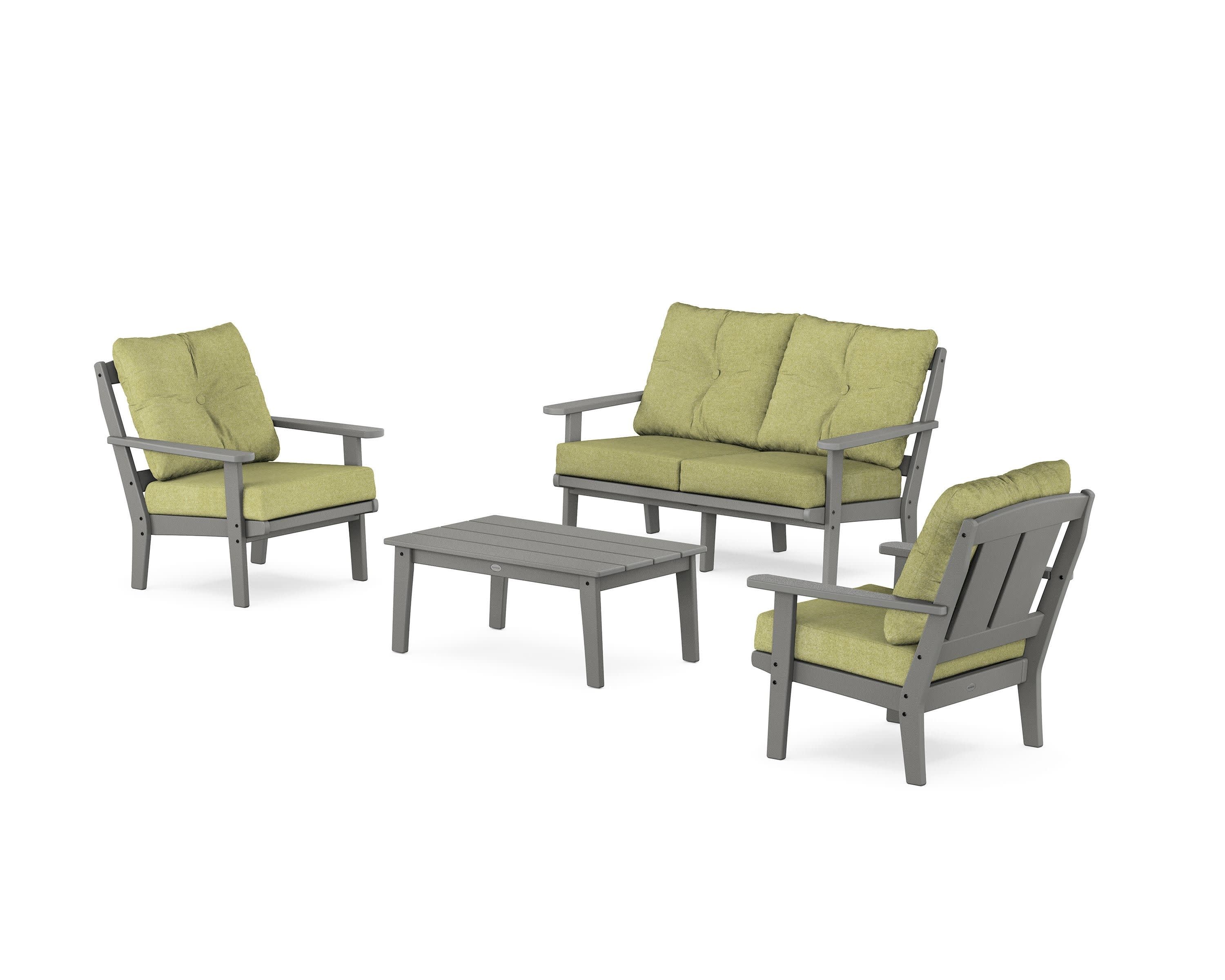 Mission 4-Piece Deep Seating Set with Loveseat in Slate Grey / Chartreuse Boucle