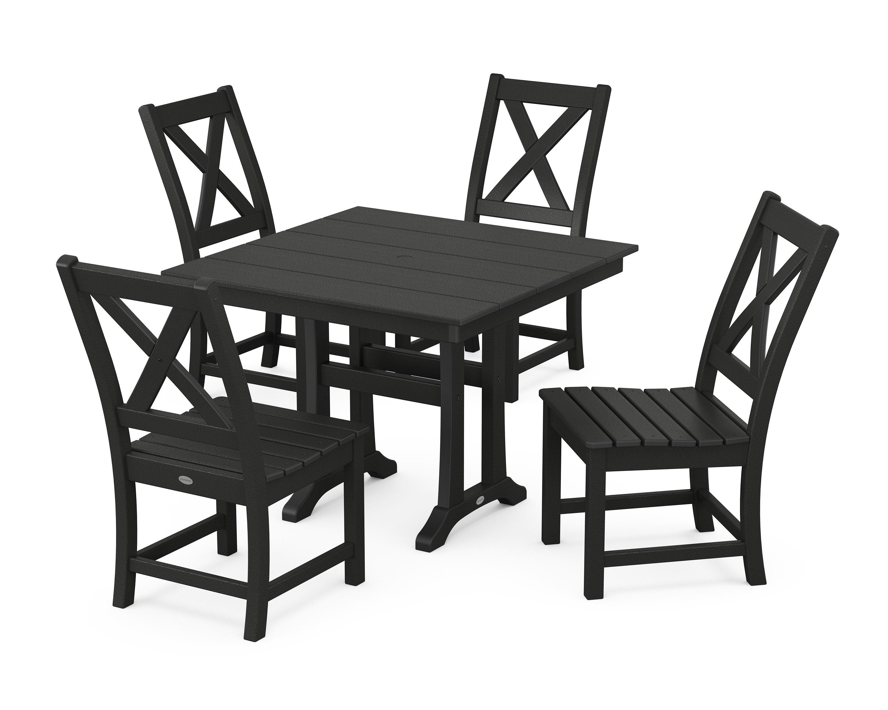Braxton Side Chair 5-Piece Farmhouse Dining Set With Trestle Legs in Black