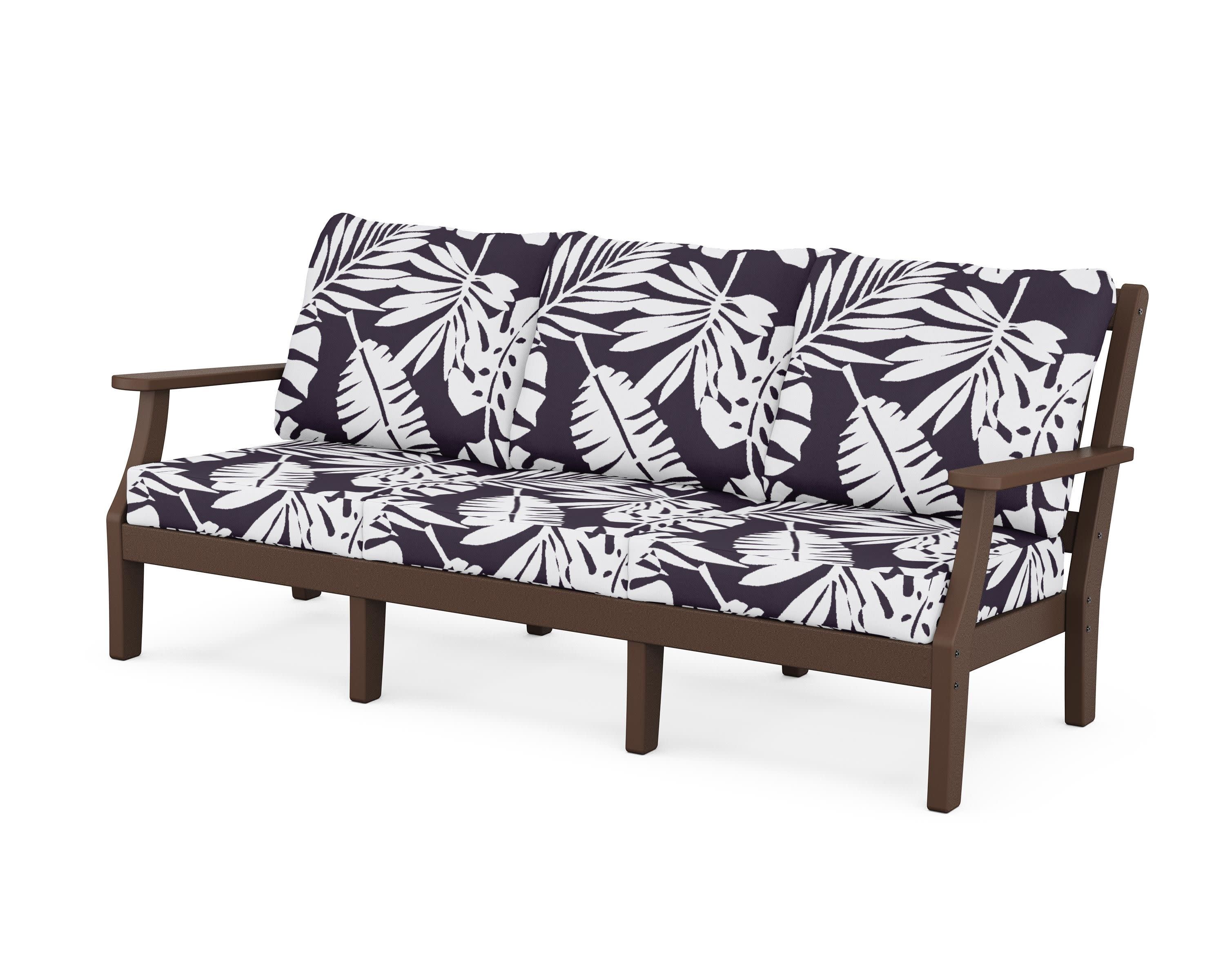 Chinoiserie Deep Seating Sofa in Mahogany / Leaf Navy