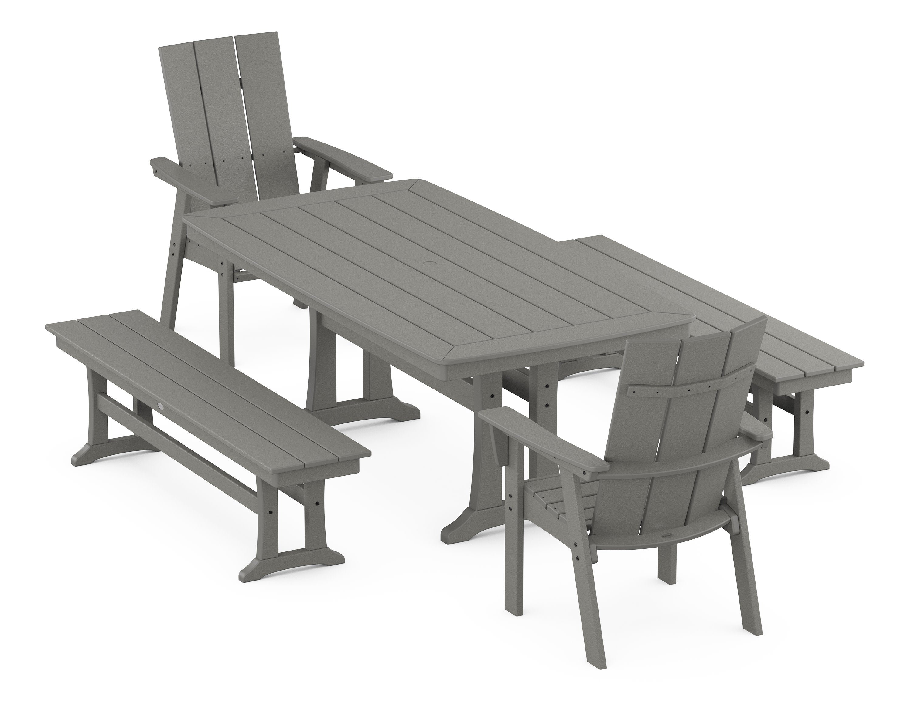 Modern Adirondack 5-Piece Dining Set with Trestle Legs in Slate Grey