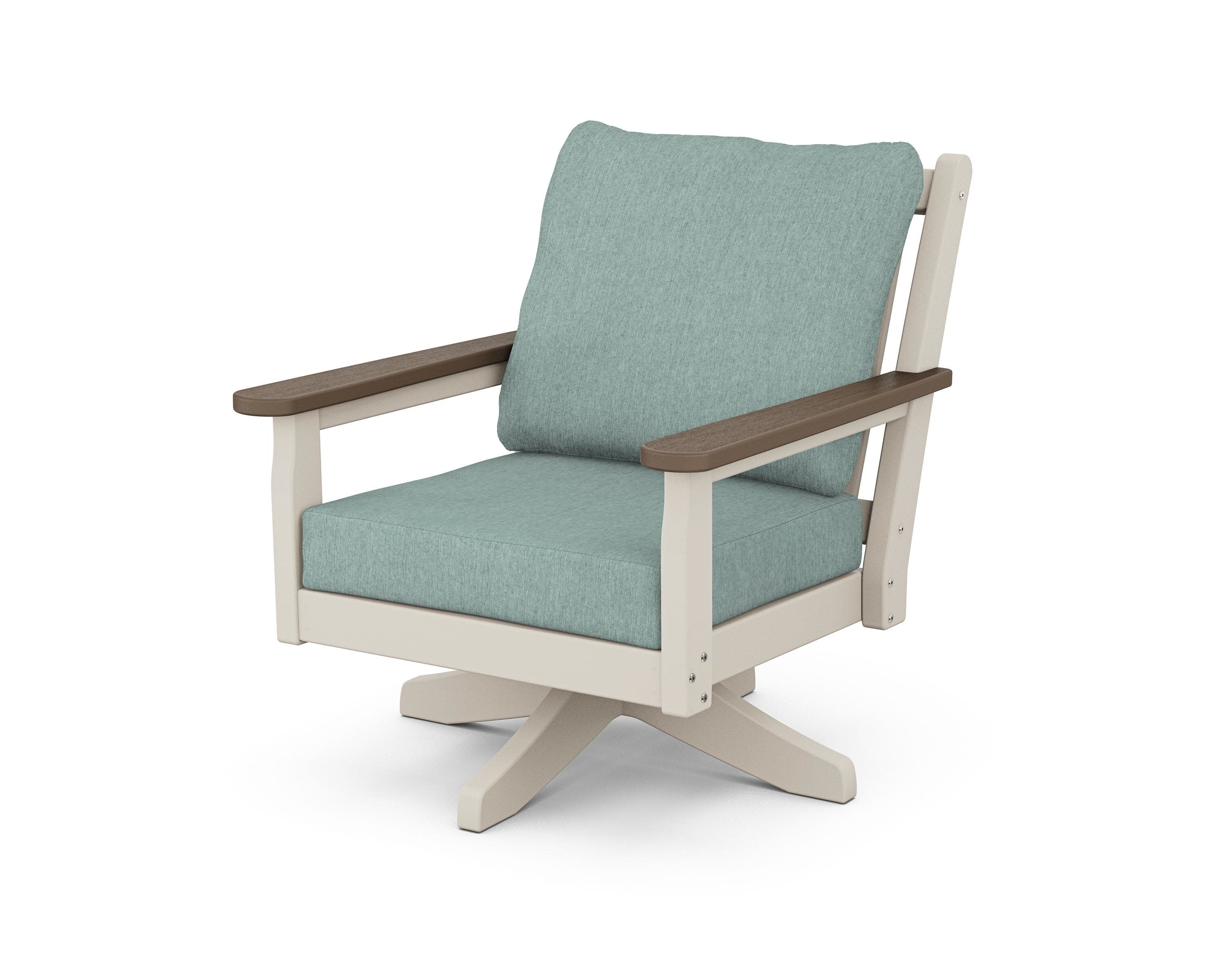 Chippendale Deep Seating Swivel Chair in Sand / Kona / Glacier Spa
