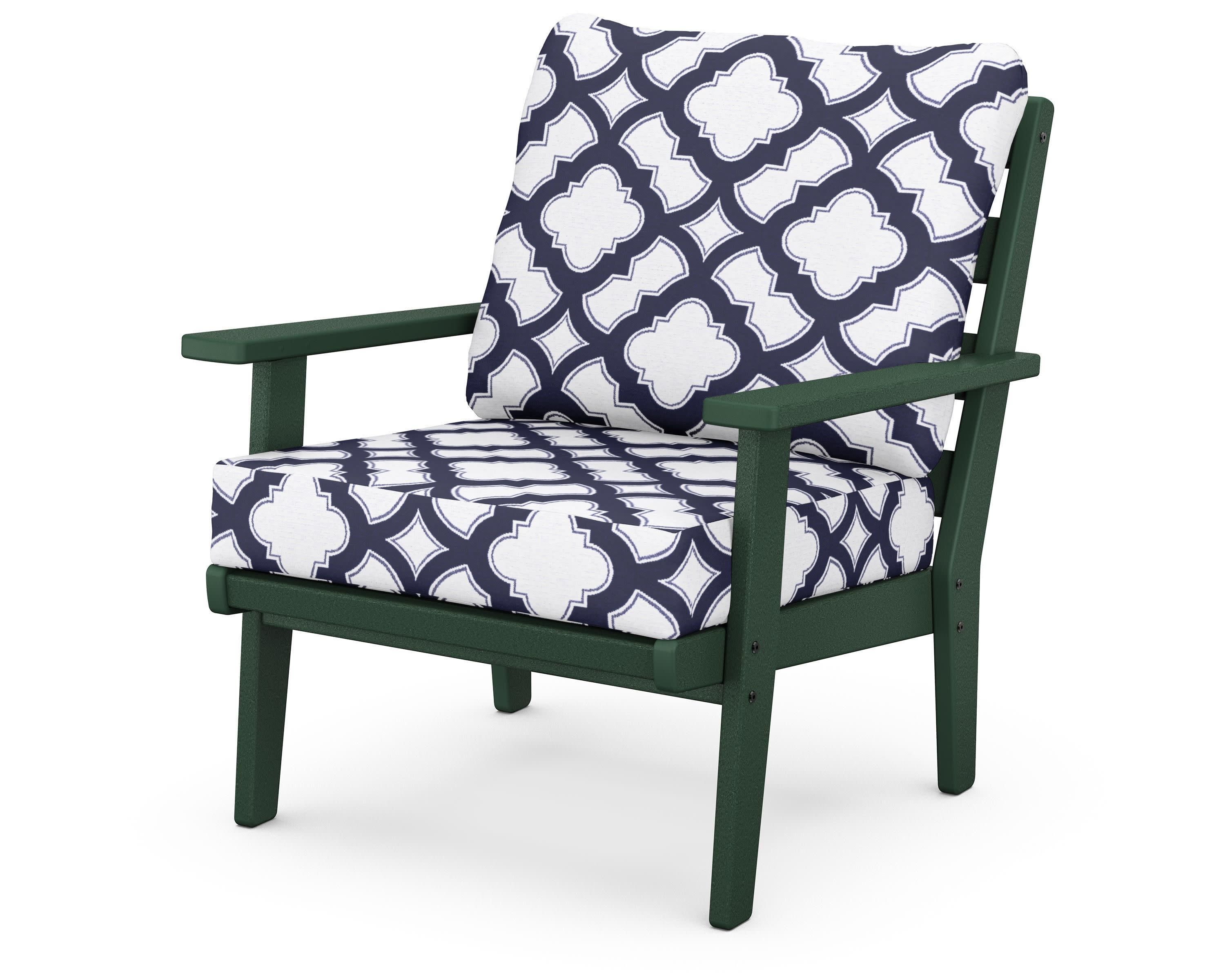 Grant Park Deep Seating Chair in Green / Trellis Navy