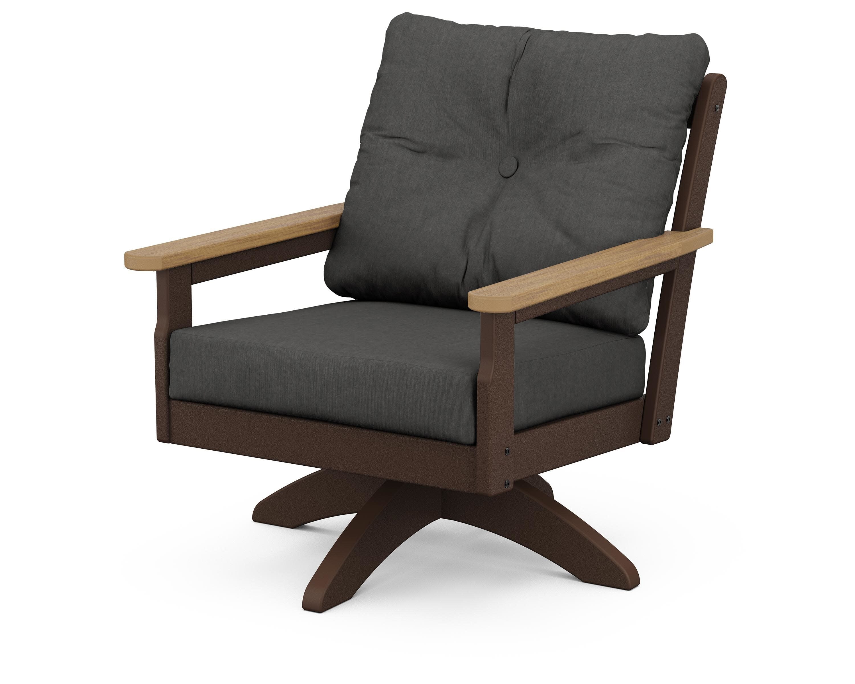 Vineyard Deep Seating Swivel Chair in Mahogany / Natural / Spectrum Carbon
