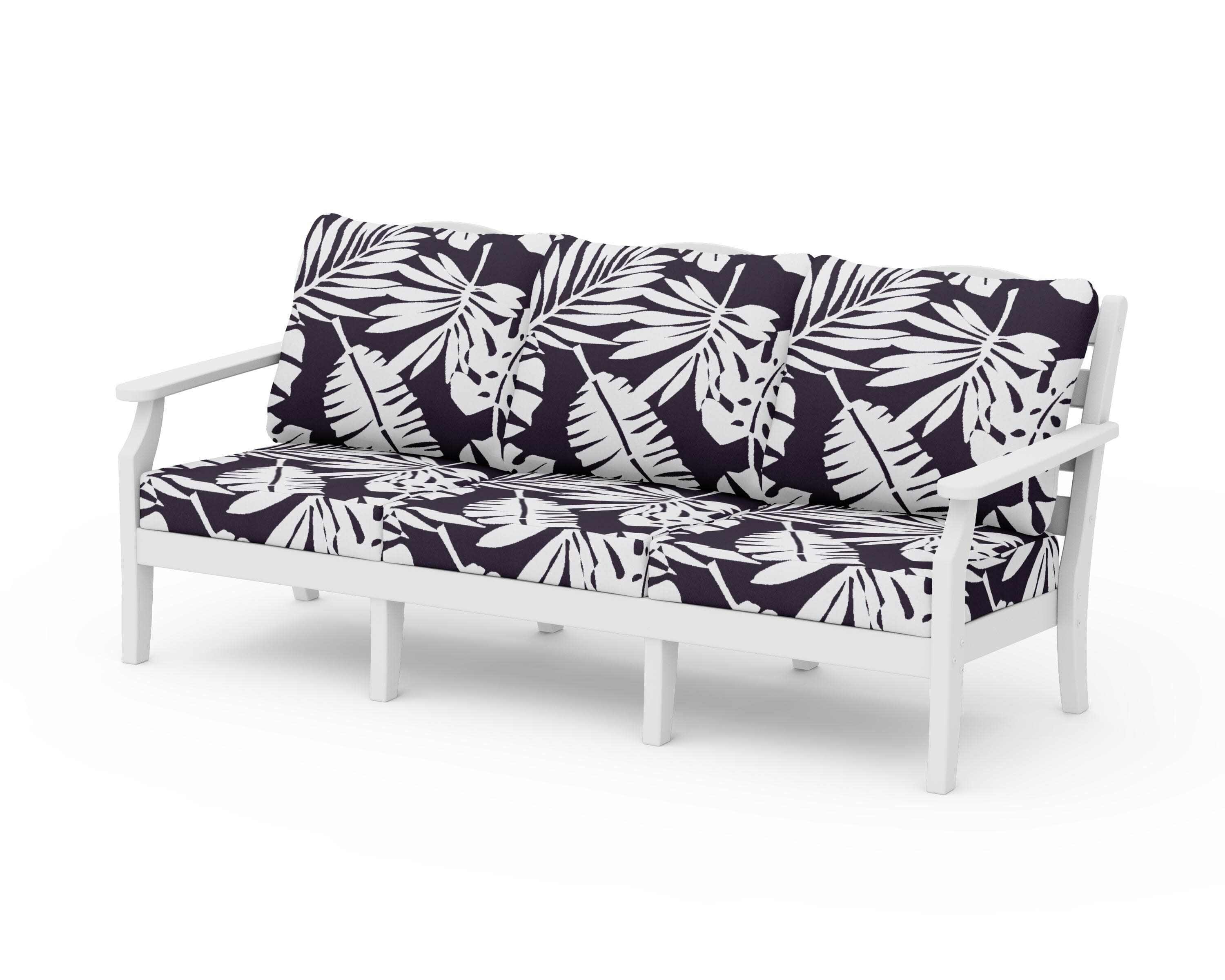 Savannah Deep Seating Sofa in White / Leaf Navy