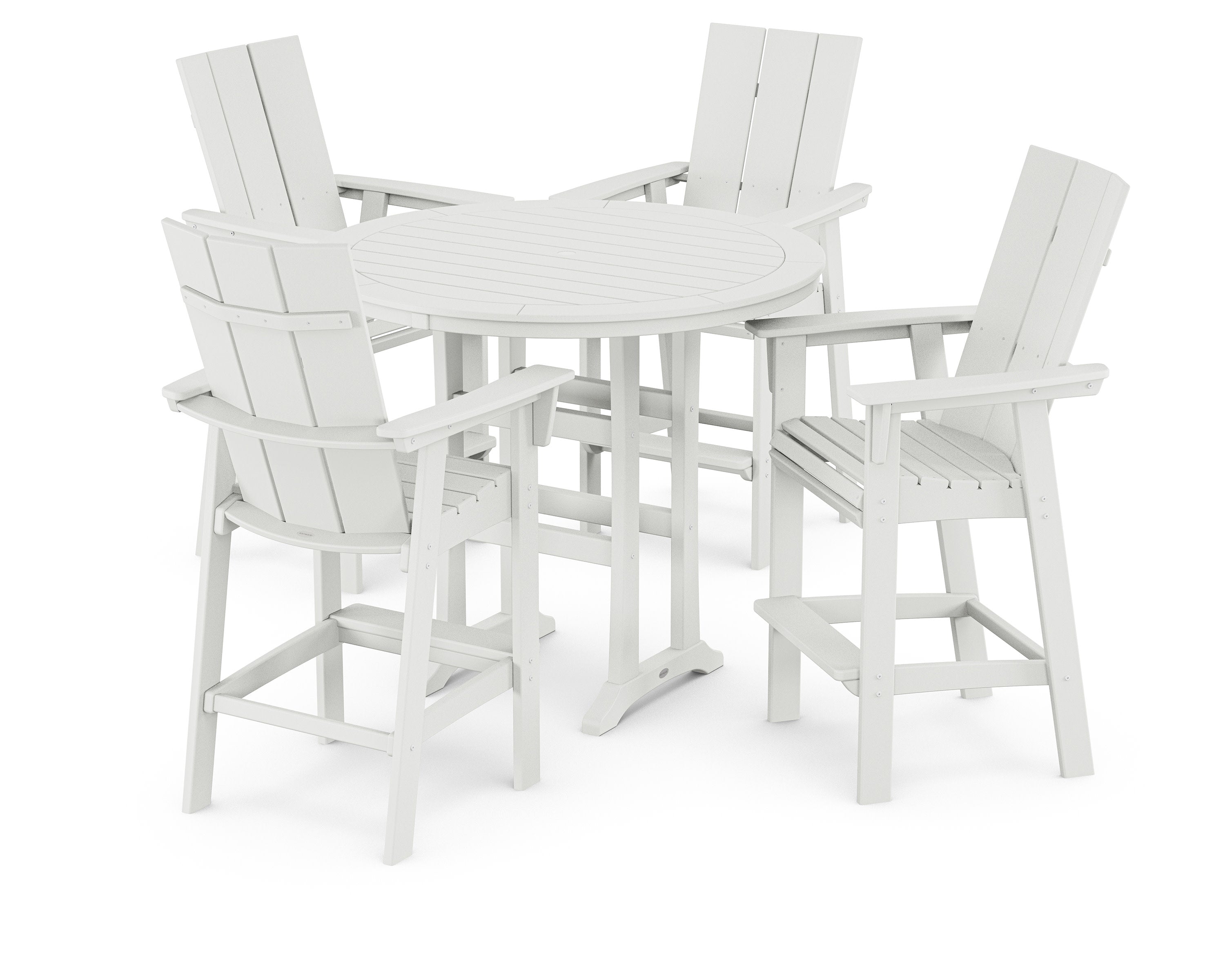 Modern Curveback Adirondack 5-Piece Nautical Trestle Bar Set in White