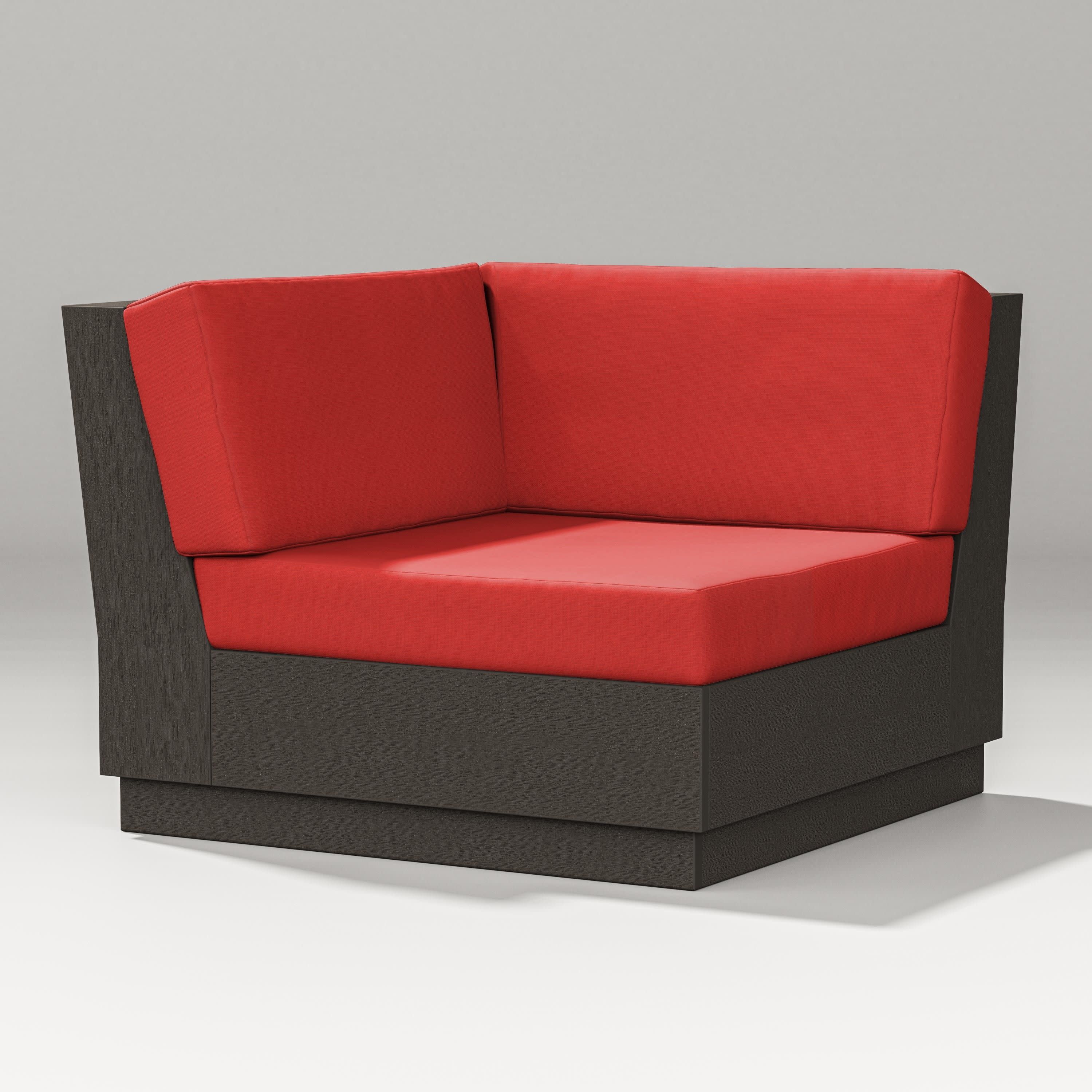 Elevate Modular Corner Chair in Vintage Coffee / Crimson Linen