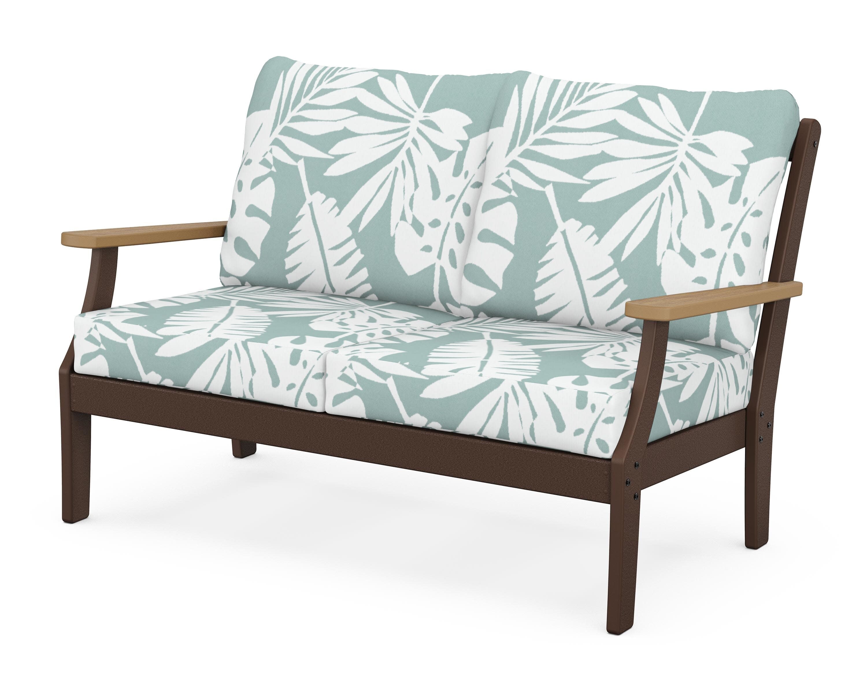 Braxton Deep Seating Loveseat in Mahogany / Natural / Leaf Glacier Spa
