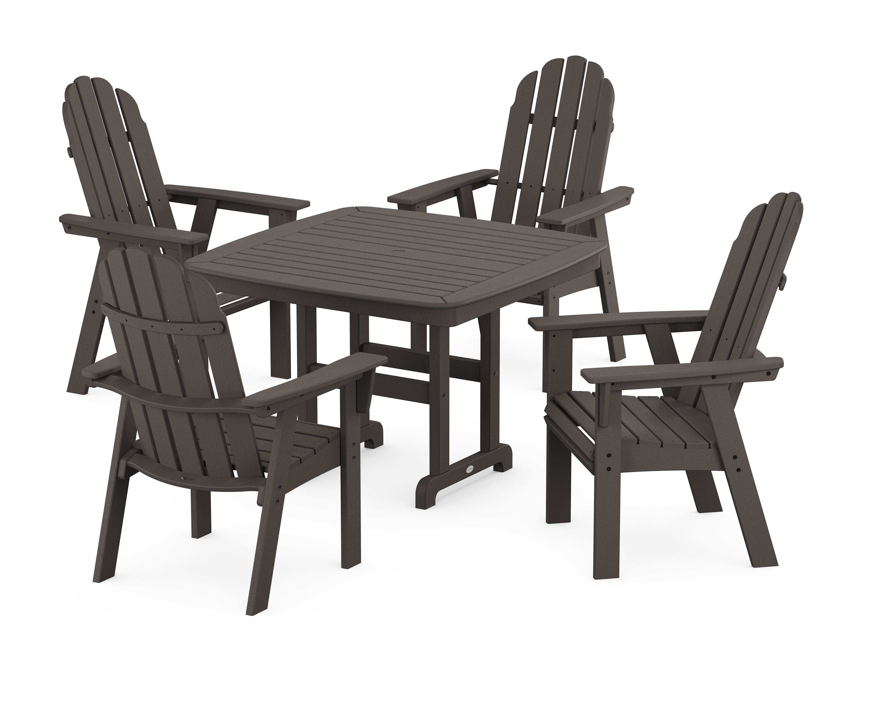 Vineyard Curveback Adirondack 5-Piece Dining Set in Vintage Coffee