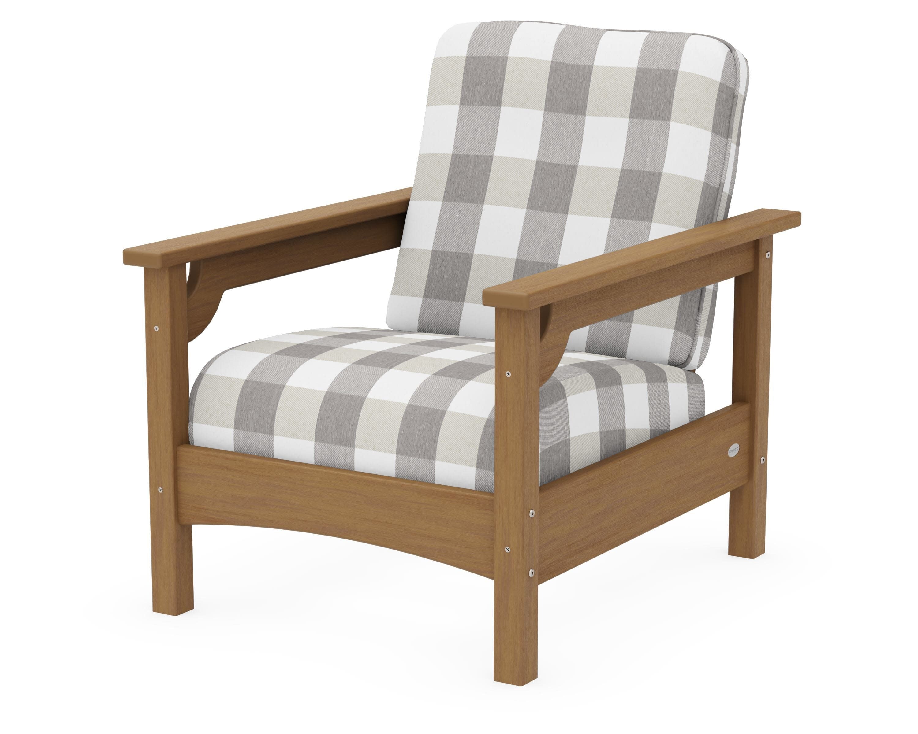 Club Chair in Natural / Buffalo Plaid Grey Mist