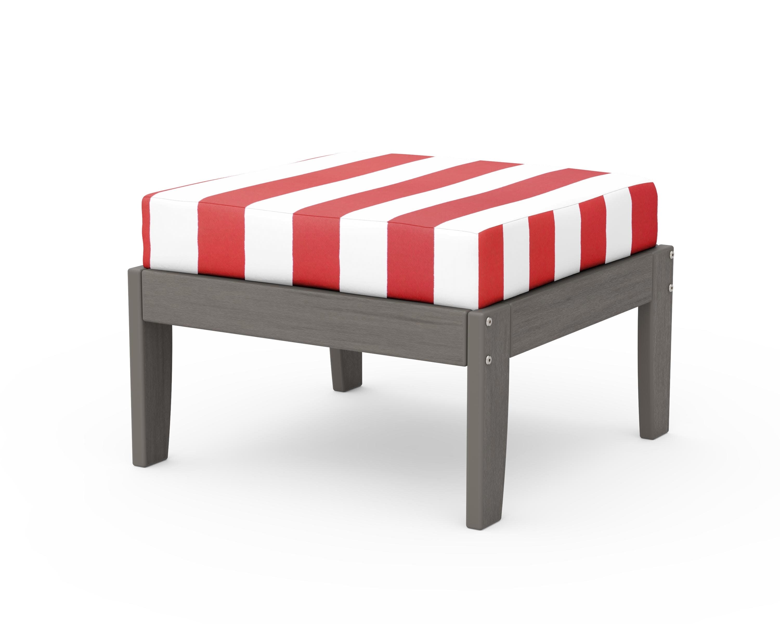 Modular Ottoman - Classic in Driftwood / Cabana Stripe Crimson