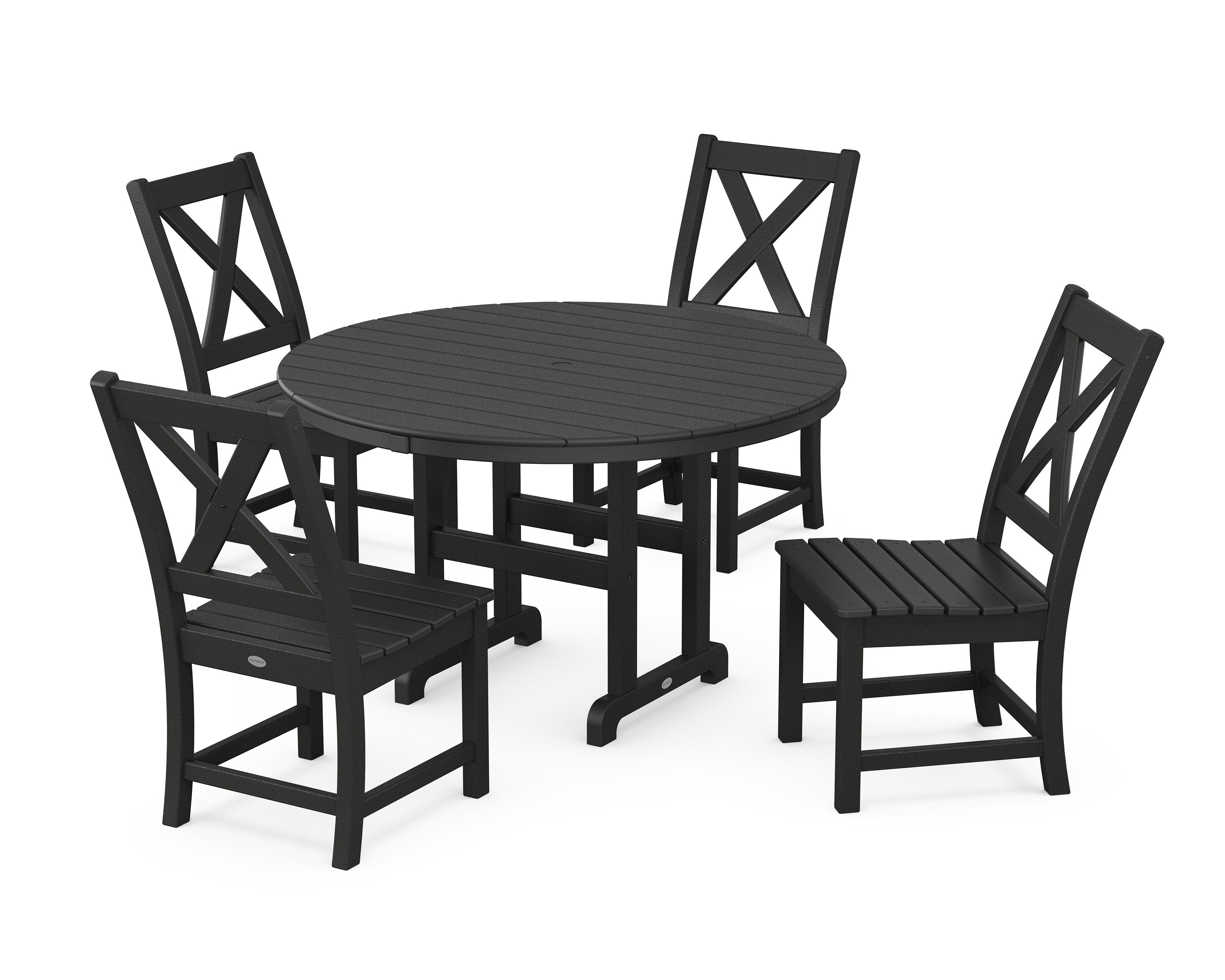 Braxton Side Chair 5-Piece Round Dining Set in Black