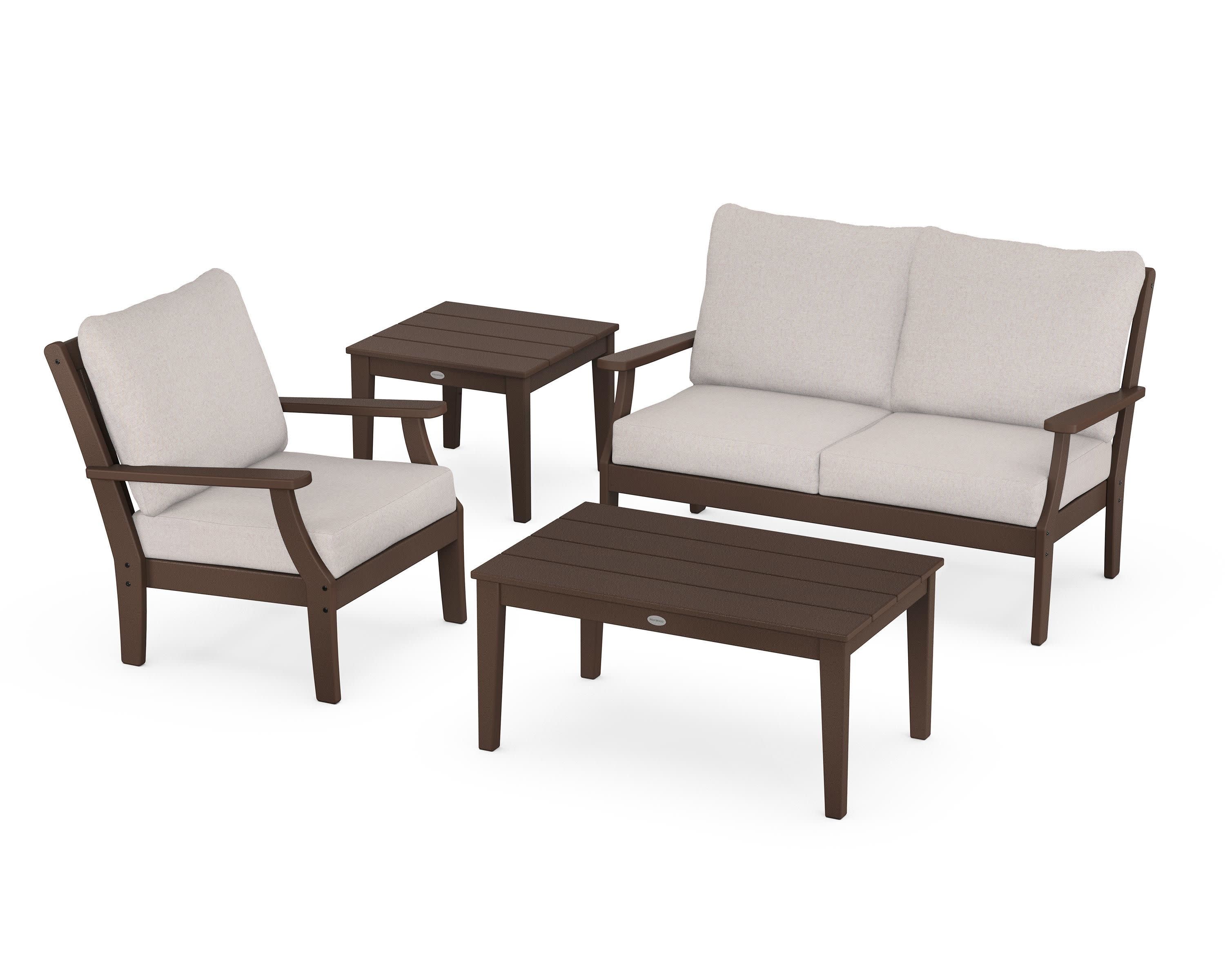 Braxton 4-Piece Deep Seating Set in Mahogany / Dune Burlap