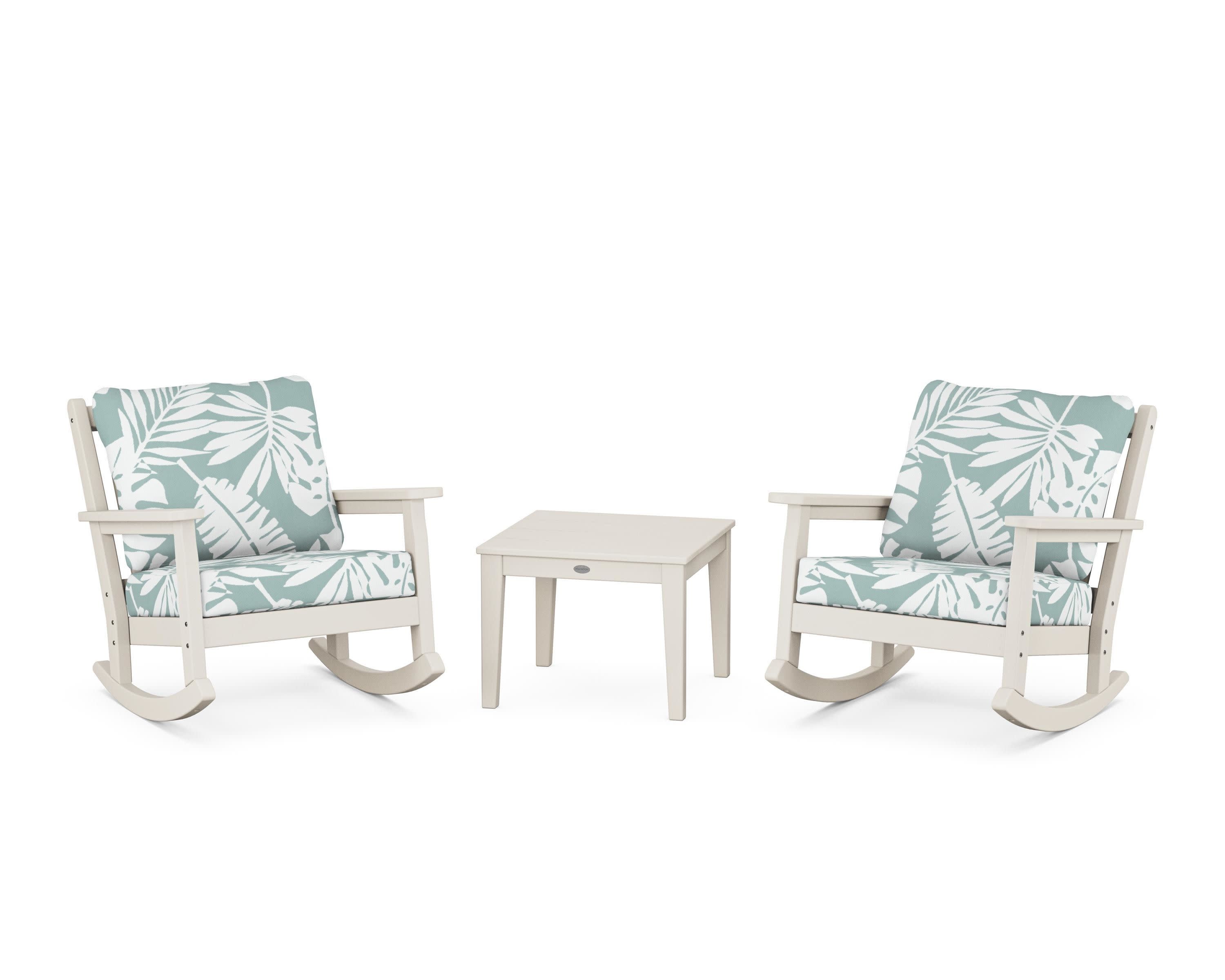 Chippendale 3-Piece Deep Seating Rocker Set in Sand / Leaf Glacier Spa