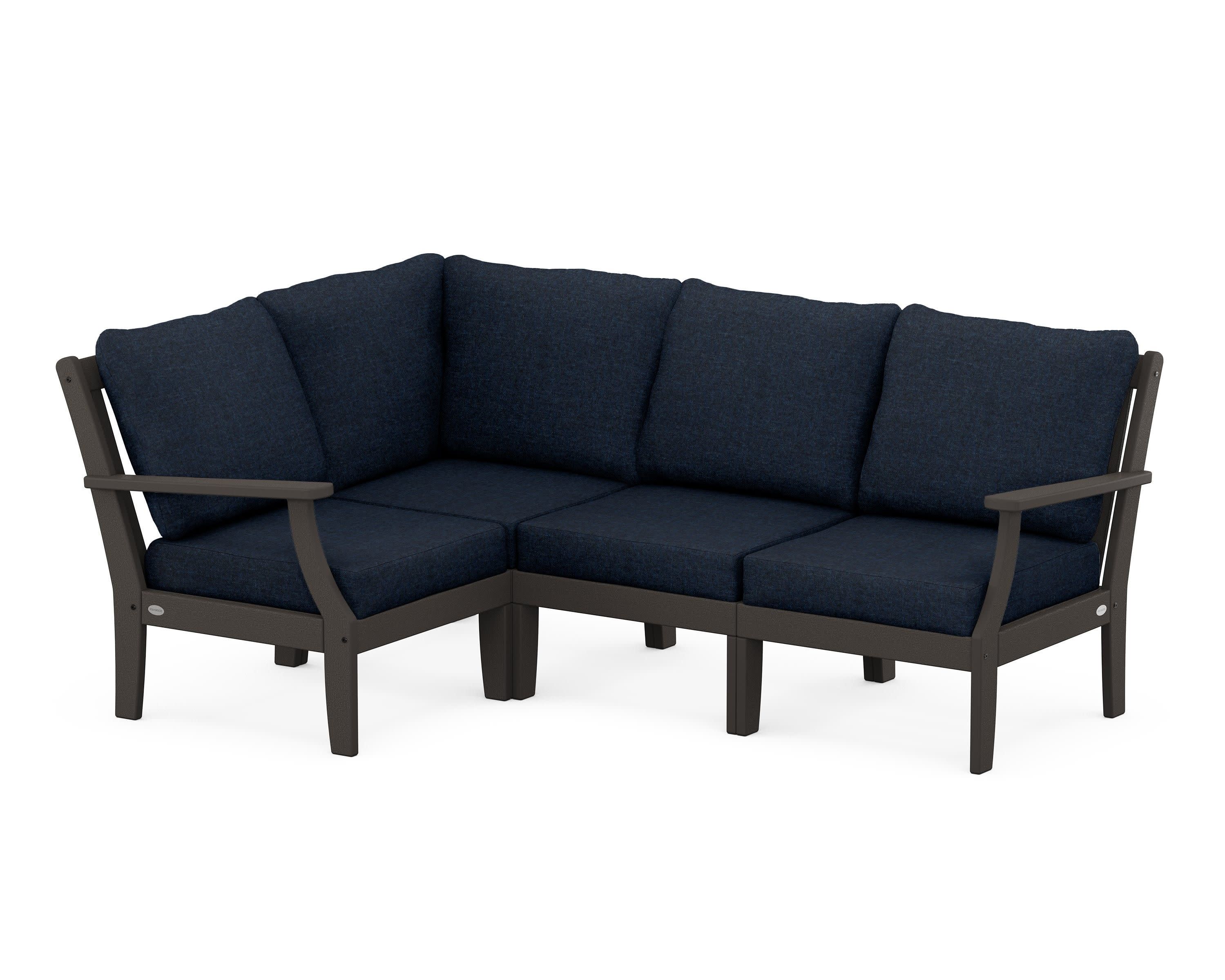Braxton Modular 4-Piece Deep Seating Set in Vintage Coffee / Marine Indigo