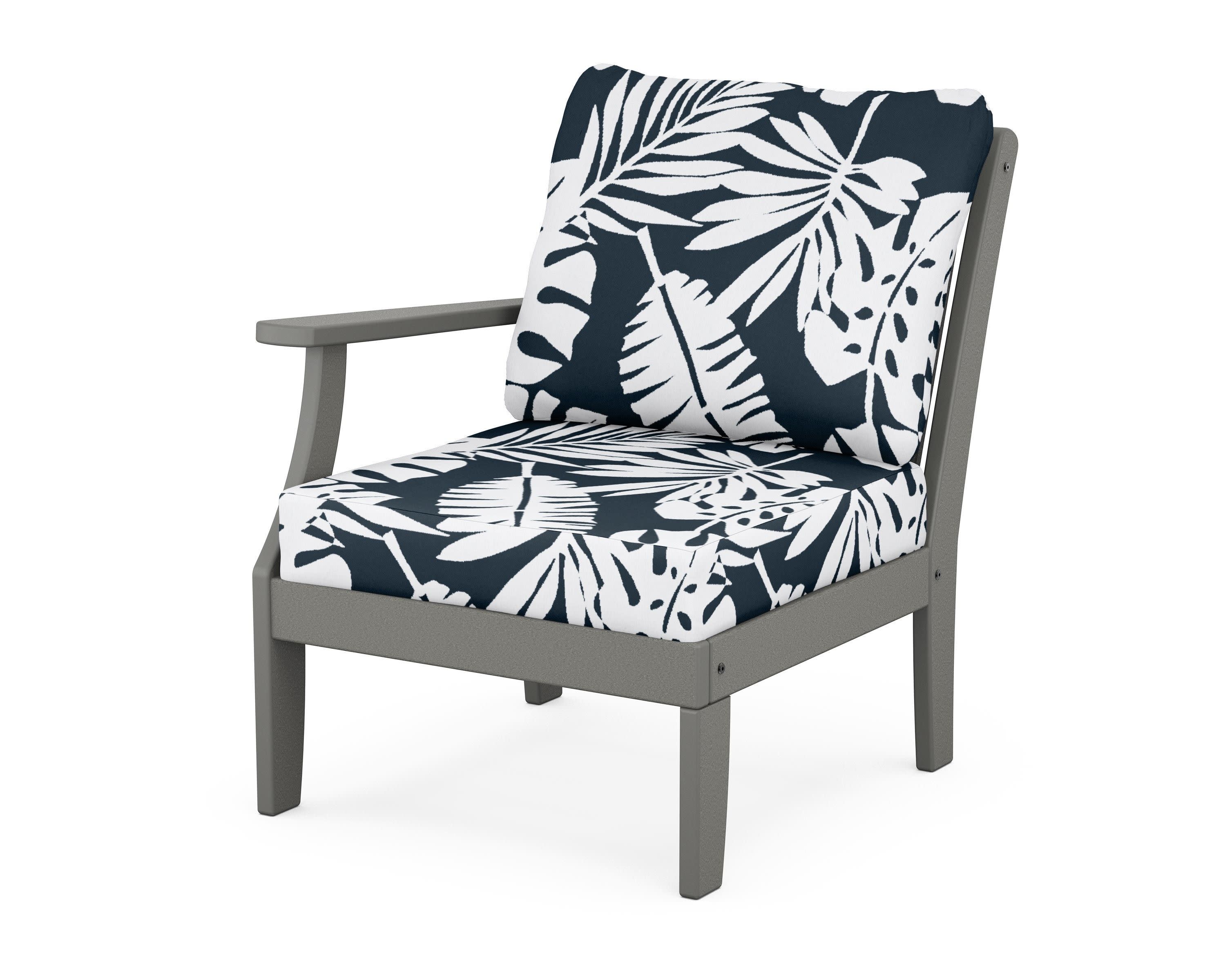 Braxton Modular Left Arm Chair in Slate Grey / Leaf Marine Indigo