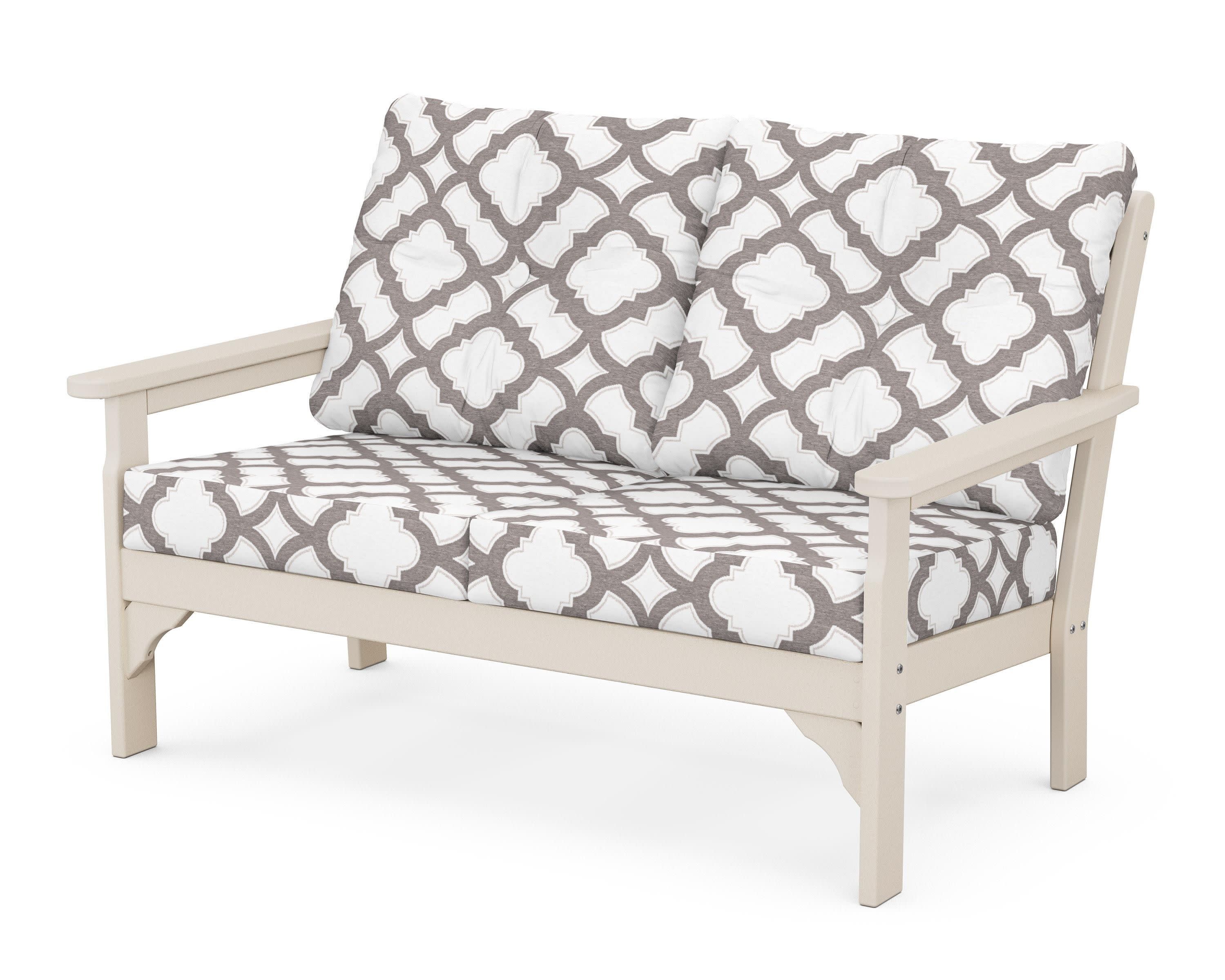 Vineyard Deep Seating Loveseat in Sand / Trellis Grey Mist