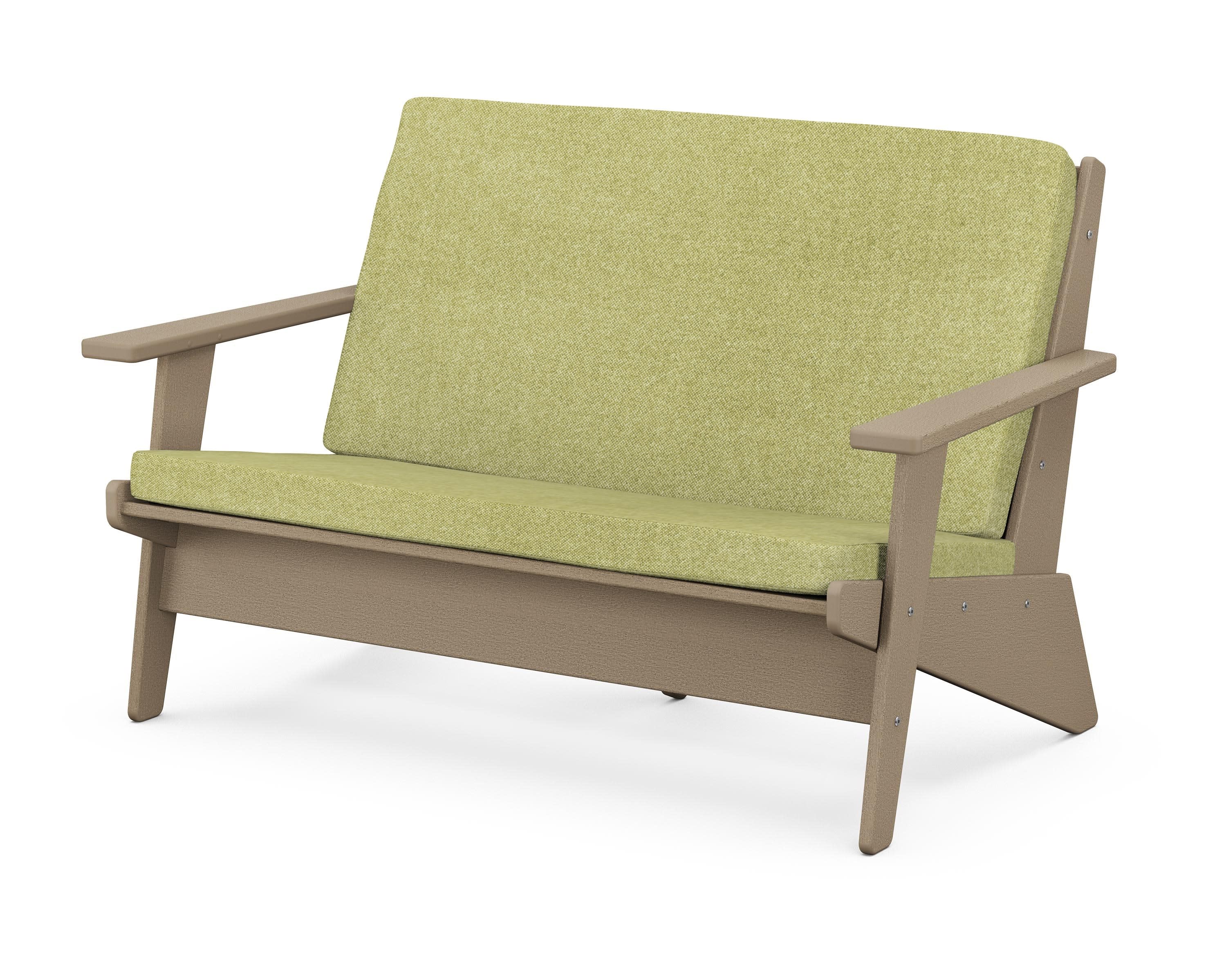 Riviera Modern Lounge Loveseat in Vintage Sahara / Chartreuse Boucle