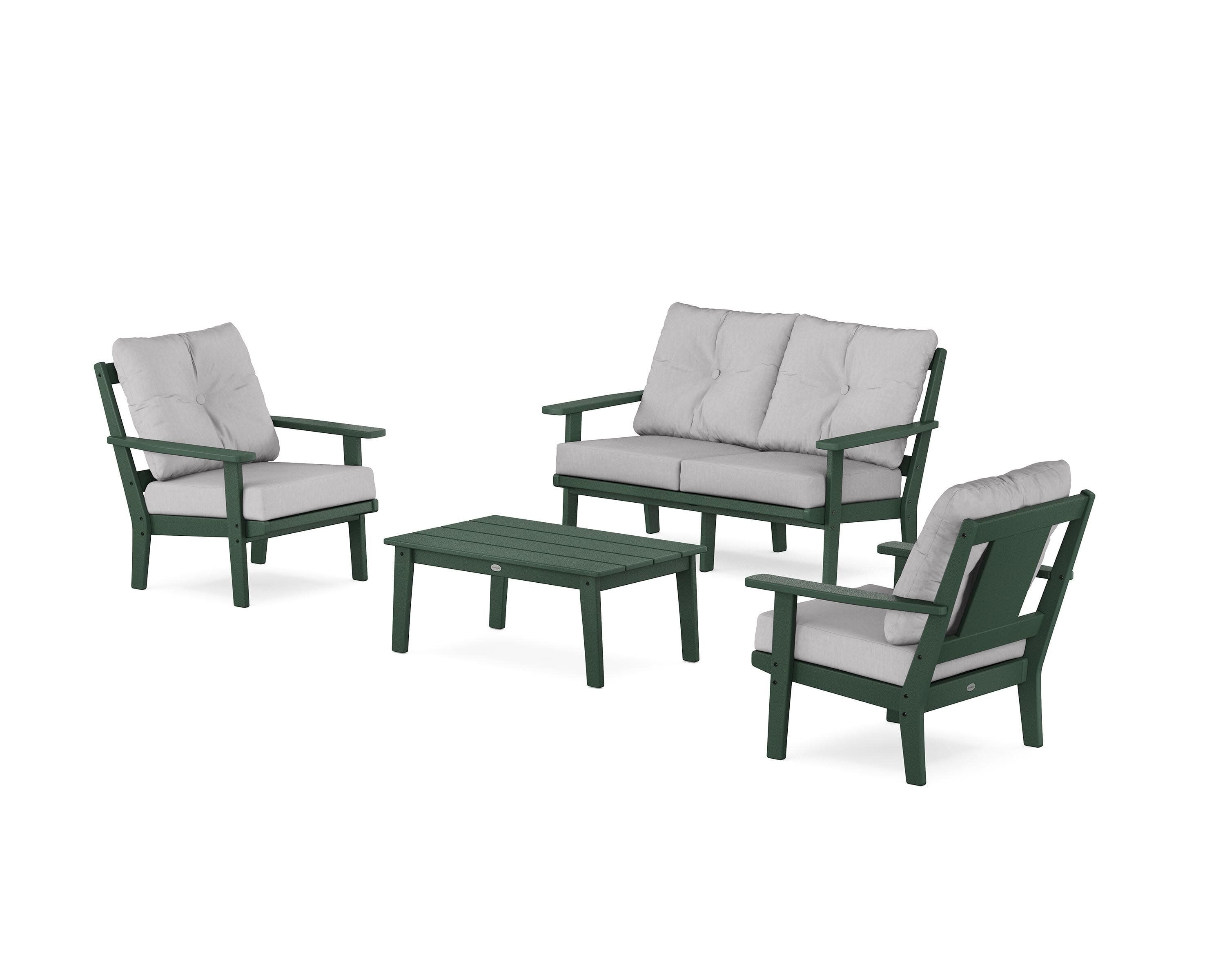 Prairie 4-Piece Deep Seating Set with Loveseat in Green / Granite