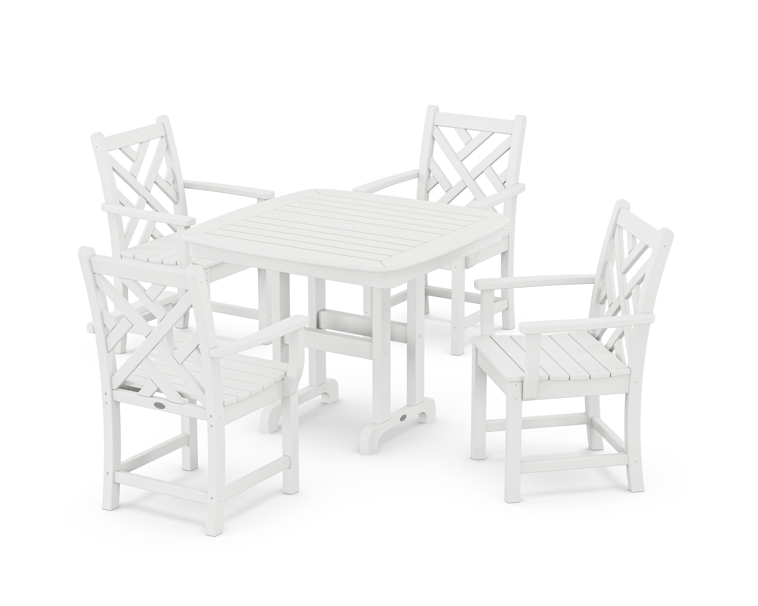 Chippendale 5-Piece Dining Set in White