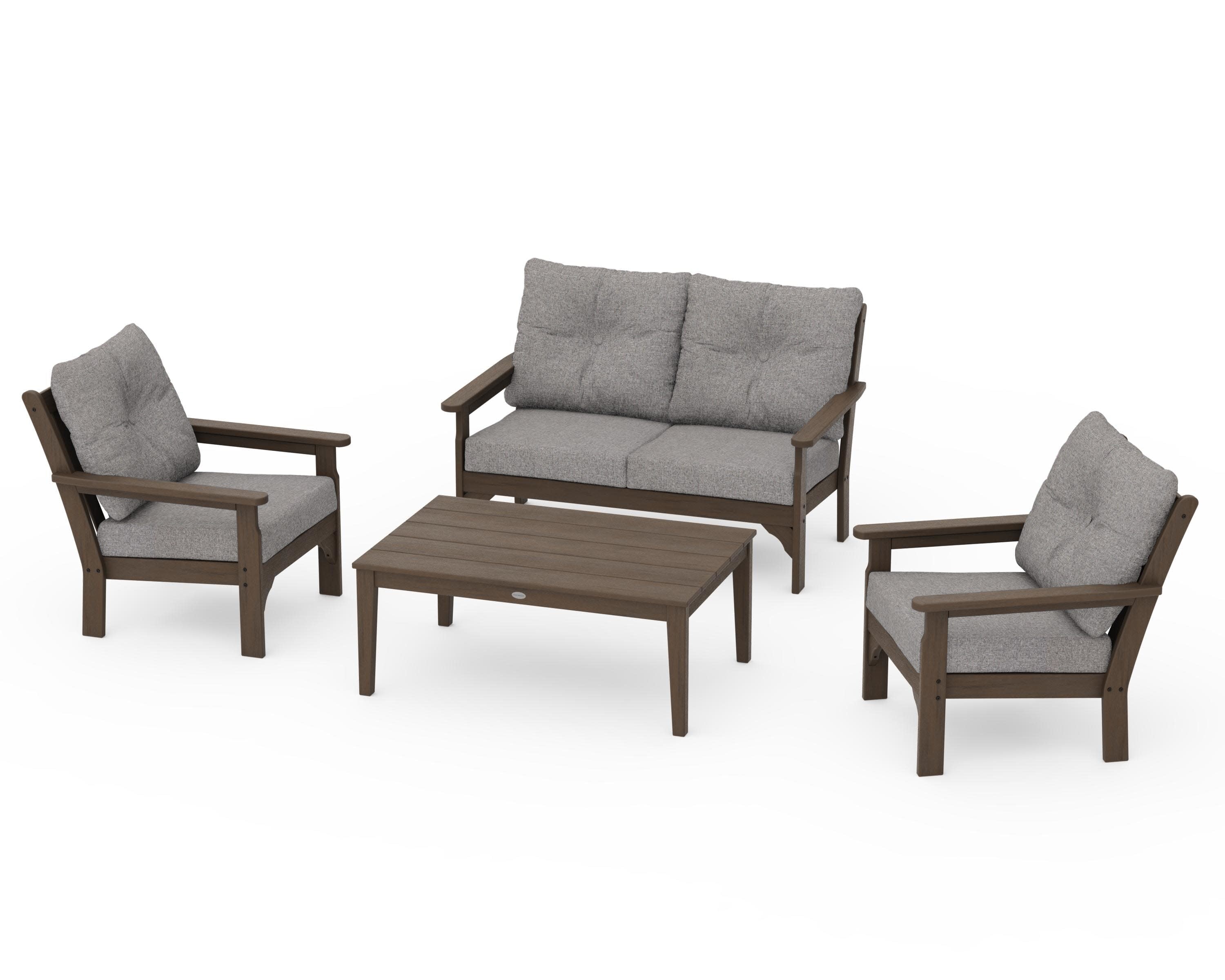 Vineyard 4-Piece Deep Seating Set in Kona / Grey Mist
