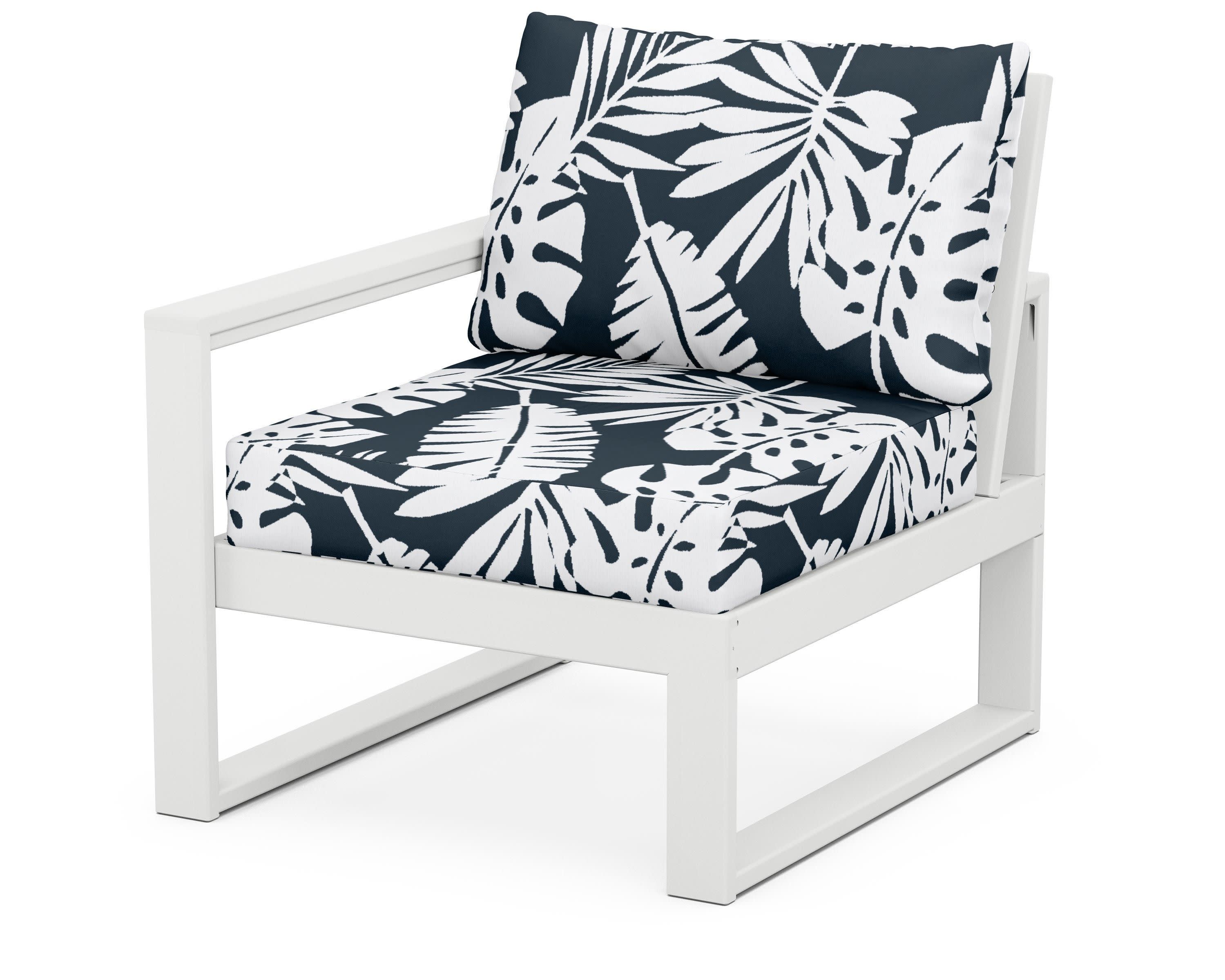 EDGE Modular Left Arm Chair in White / Leaf Marine Indigo