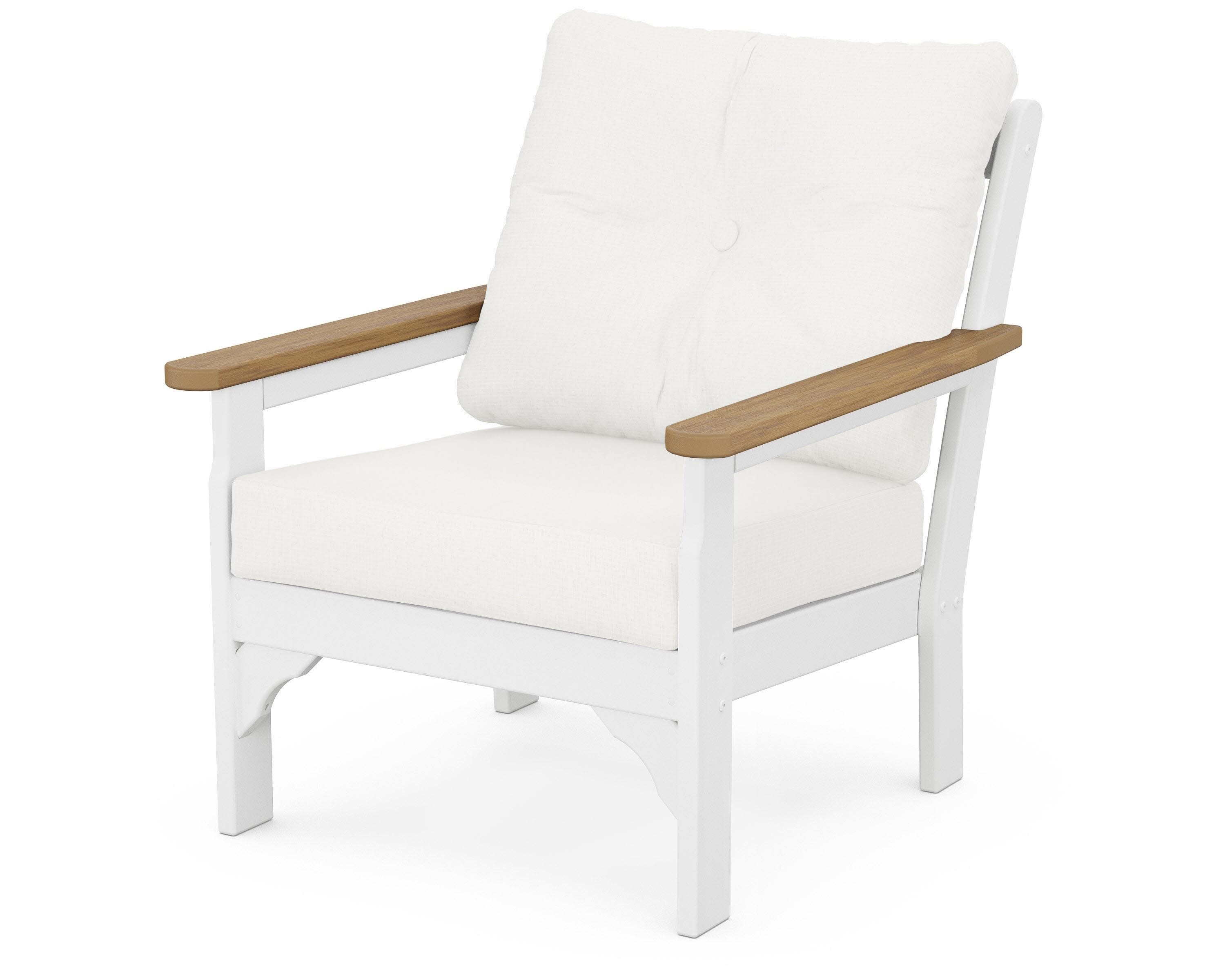 Vineyard Deep Seating Chair in White / Natural / Natural Linen