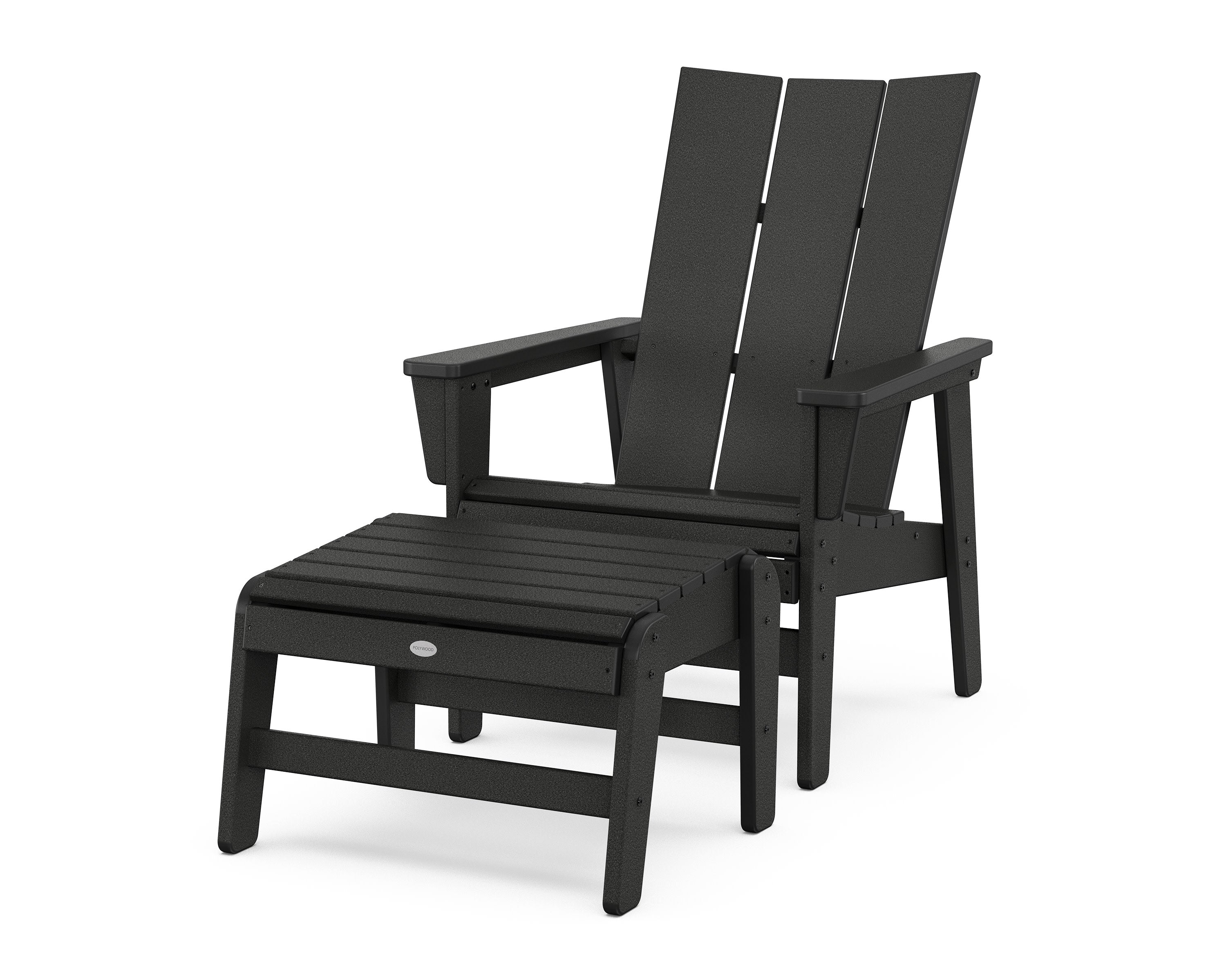 Modern Grand Upright Adirondack Chair with Ottoman in Black
