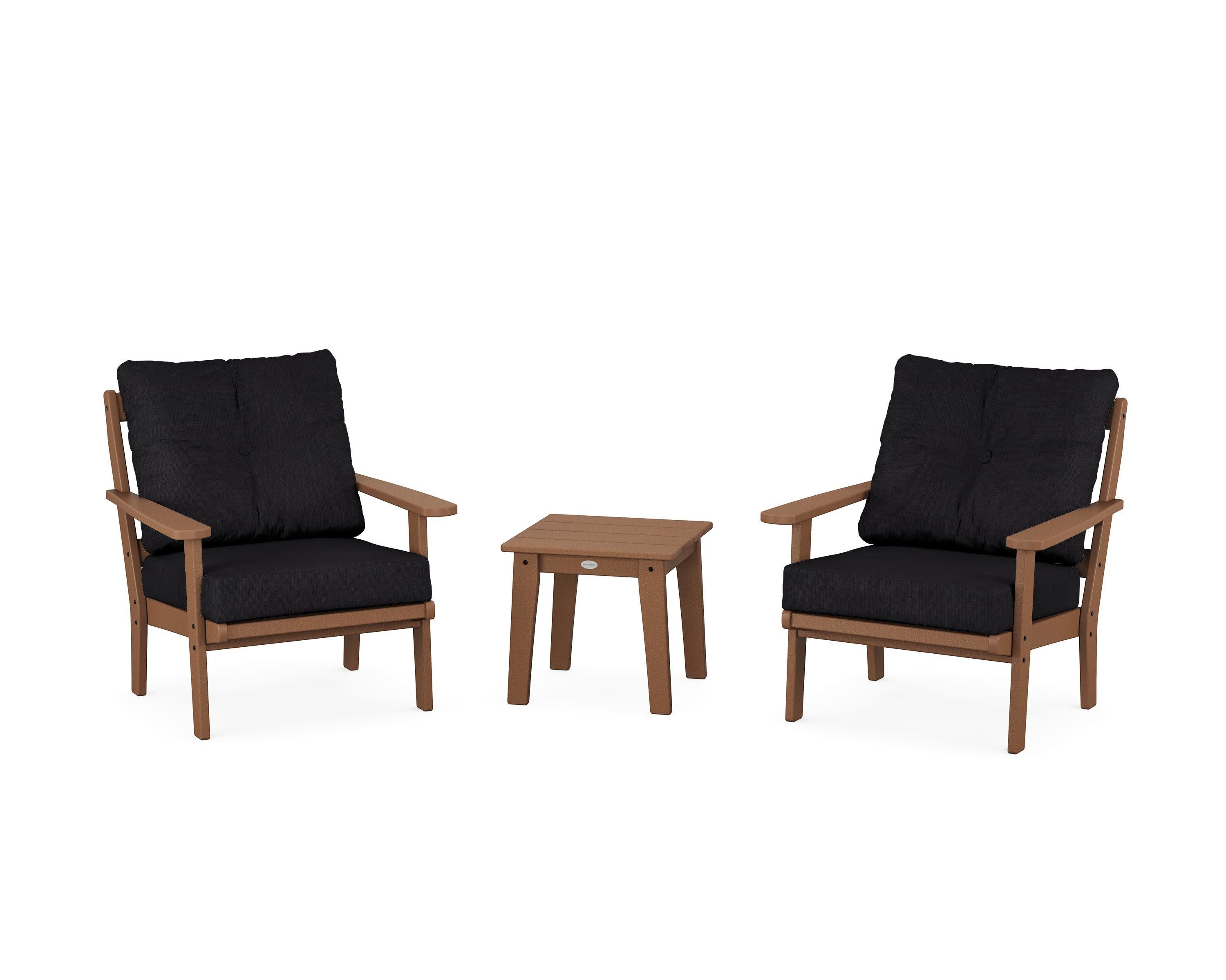 Mission 3-Piece Deep Seating Set in Teak / Midnight Linen