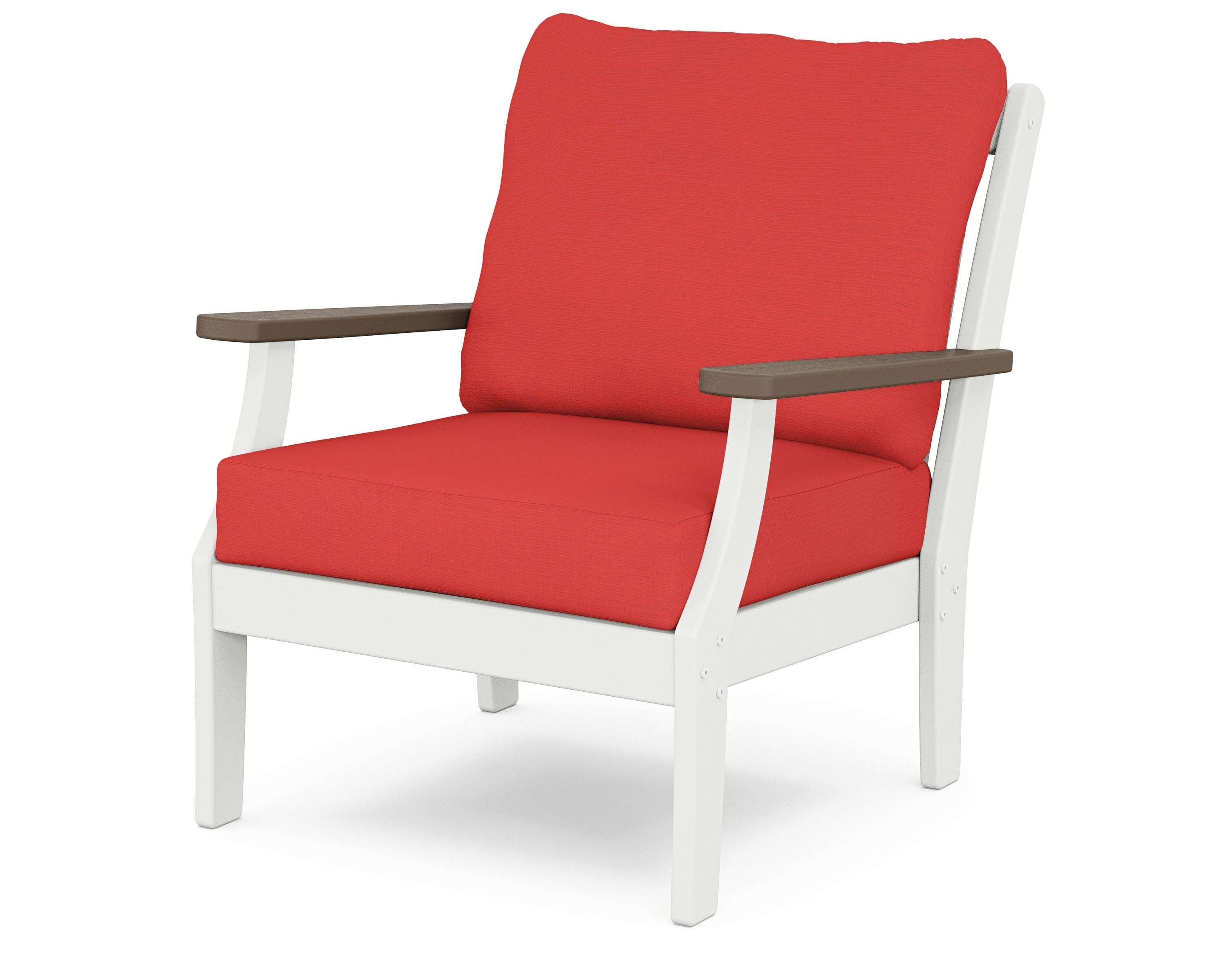 Braxton Deep Seating Chair in White / Kona / Crimson Linen