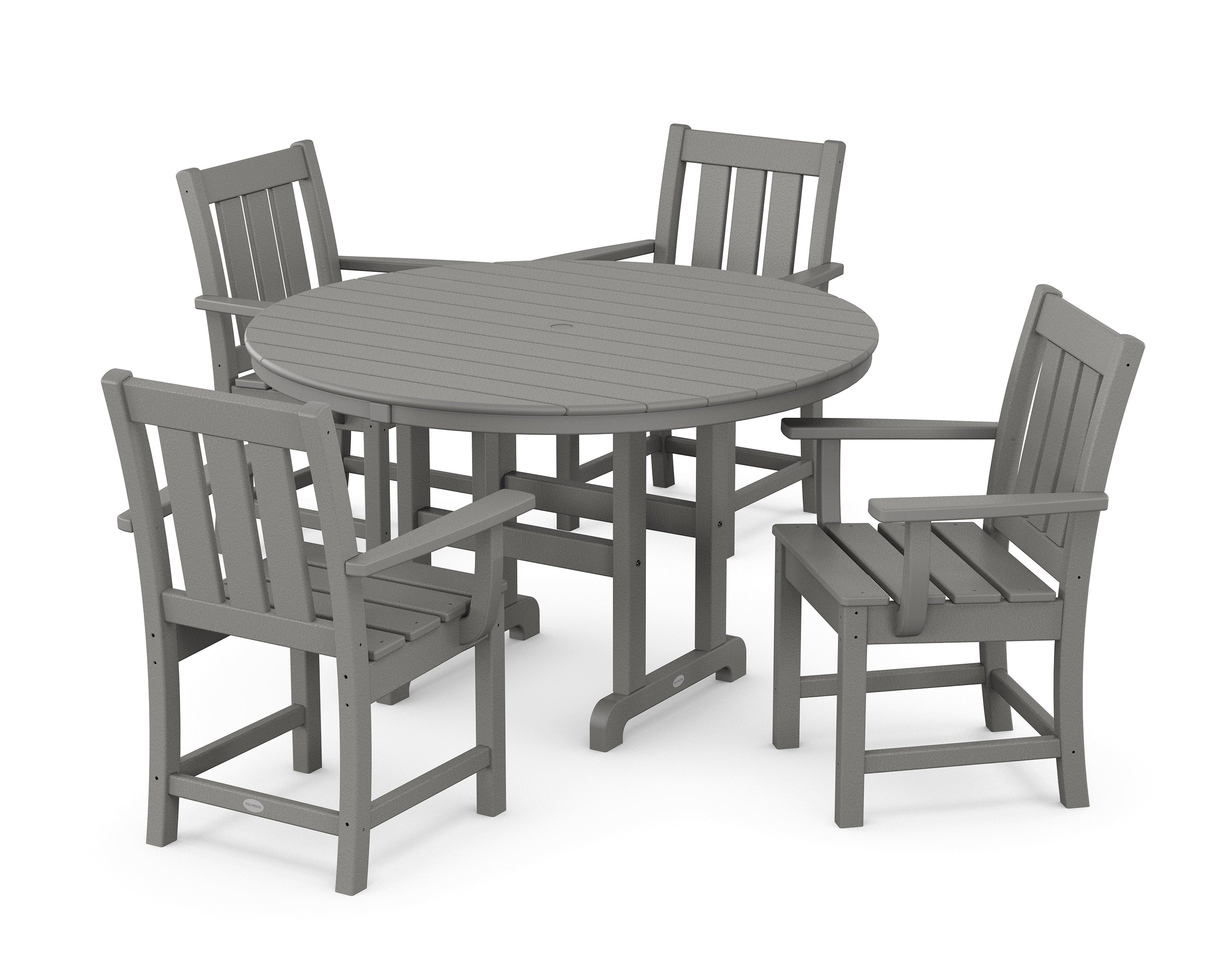 Oxford 5-Piece Round Farmhouse Dining Set in Slate Grey